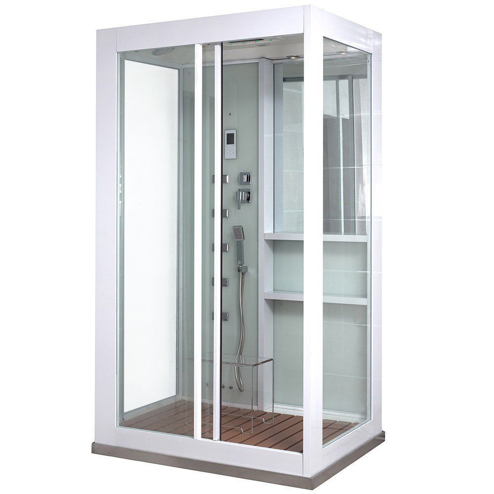 HOME DELUXE Dampfdusche WHITE LUXORY - XL, BxT: 120x90 cm, Einscheibensicherheitsglas, inkl. Aramaturen & Ablauf, Duschkabine, Dampfsauna