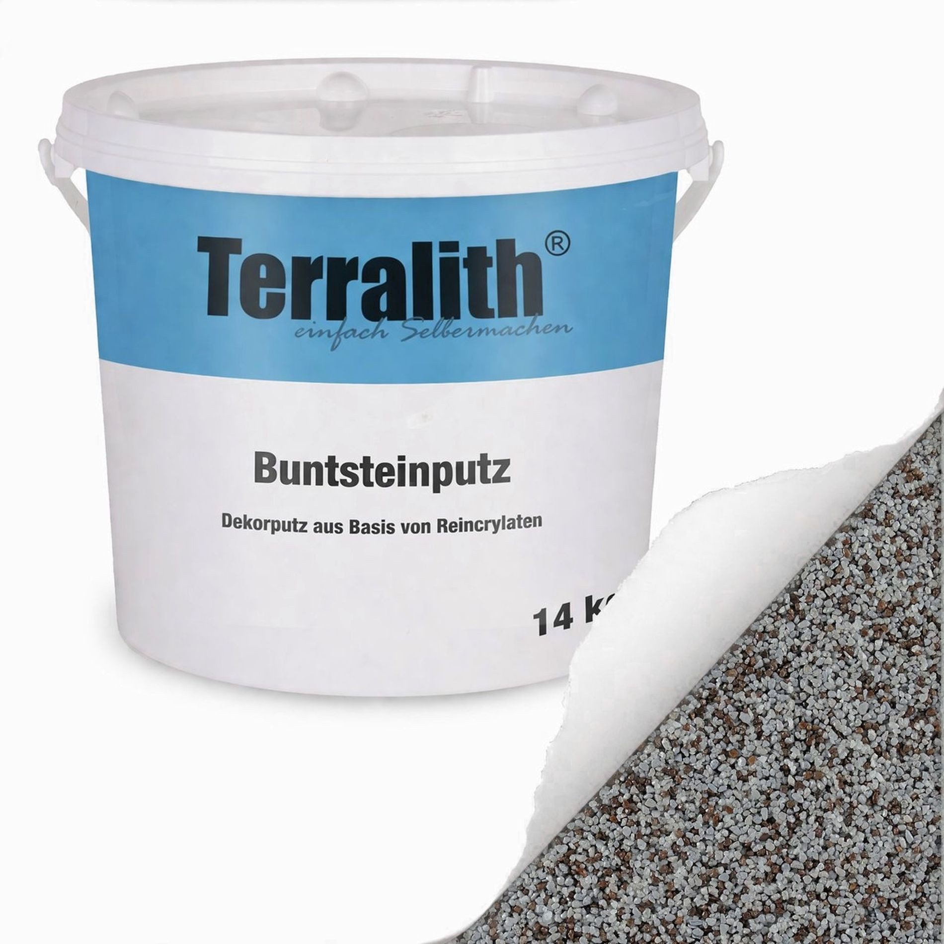 Terralith® Kunstharzputz Buntsteinputz Mosaikputz 2mm -14 kg- BSP135 (Eimer, Verarbeitungsfertig) Dekorationsputz aus Marmor-Granulat bzw. eingefärbter Körnung
