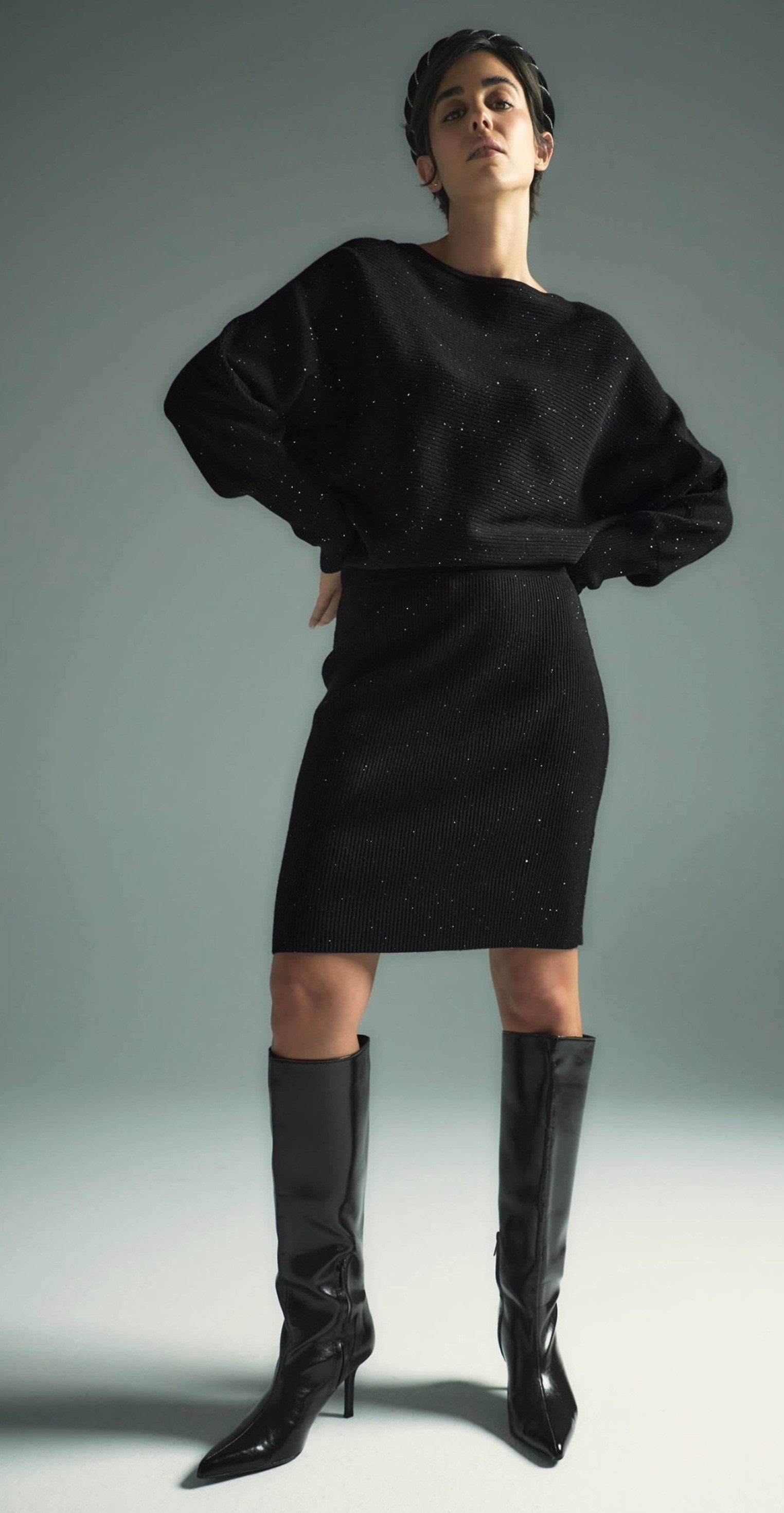 Zero Strickkleid Damen mit Pailletten Pailletten