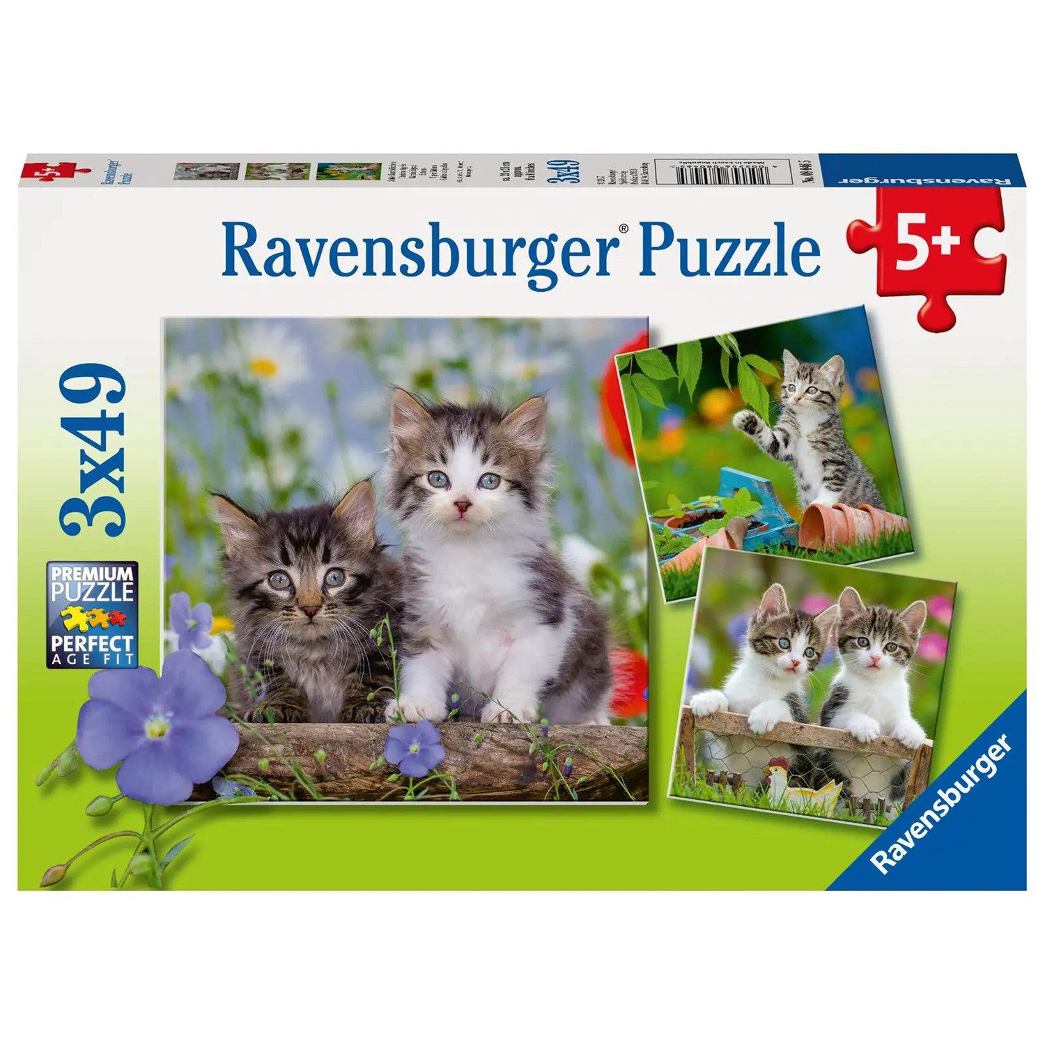 Ravensburger Puzzle Süße Samtpfötchen - Puzzle 3 x 49 Teile, 49 Puzzleteile günstig online kaufen