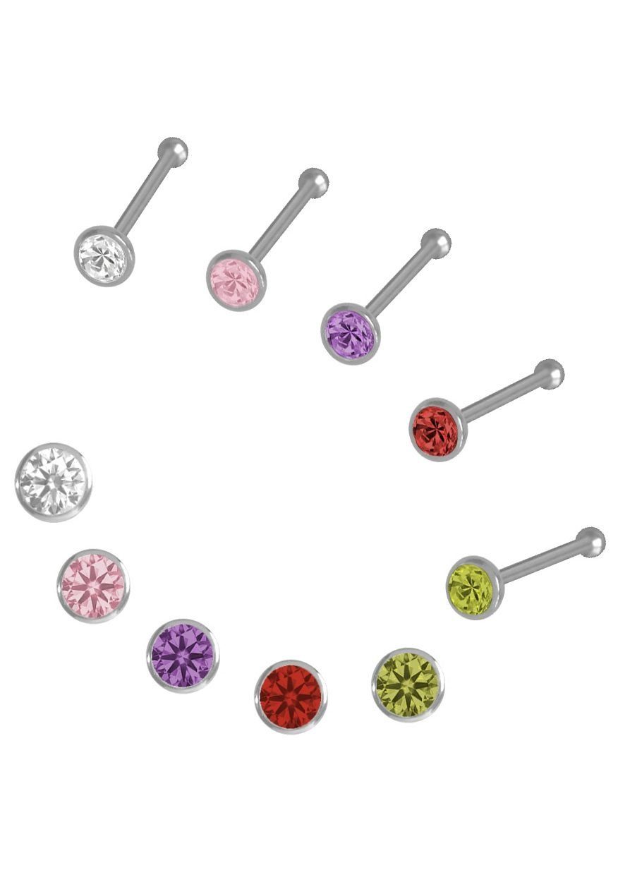 Firetti Nasenpiercing-Set Multipack Schmuck Geschenk Silber 925 Piercing Nasenstecker (Set, 5-tlg), mit Zirkonia (synth)