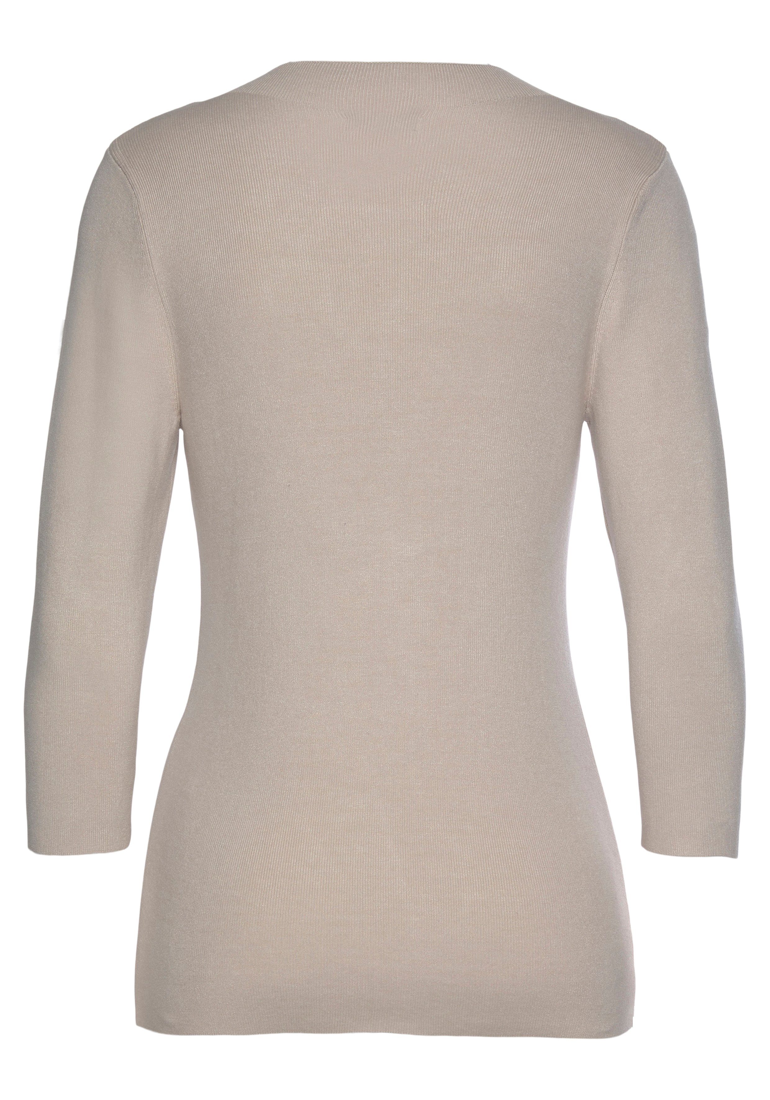 LASCANA 3/4 Arm-Pullover in leichter Strickqualität, figurbetonter Strickpullover, Basic