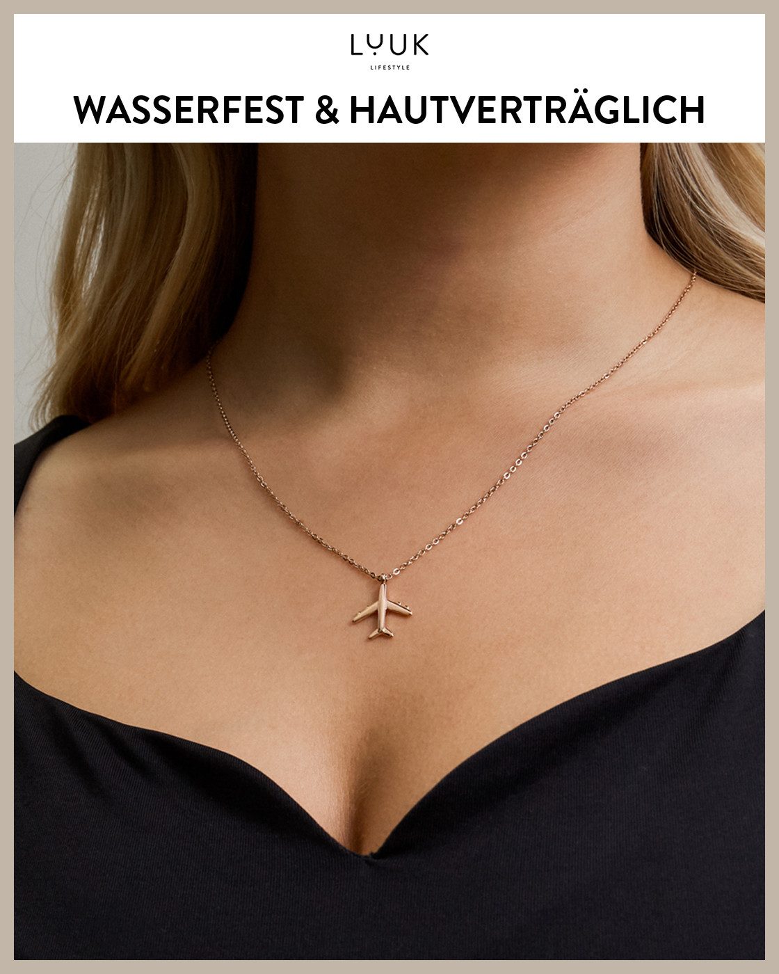 LUUK LIFESTYLE Kette mit Anhänger Flugzeug, wasserfeste Halskette aus Edels günstig online kaufen