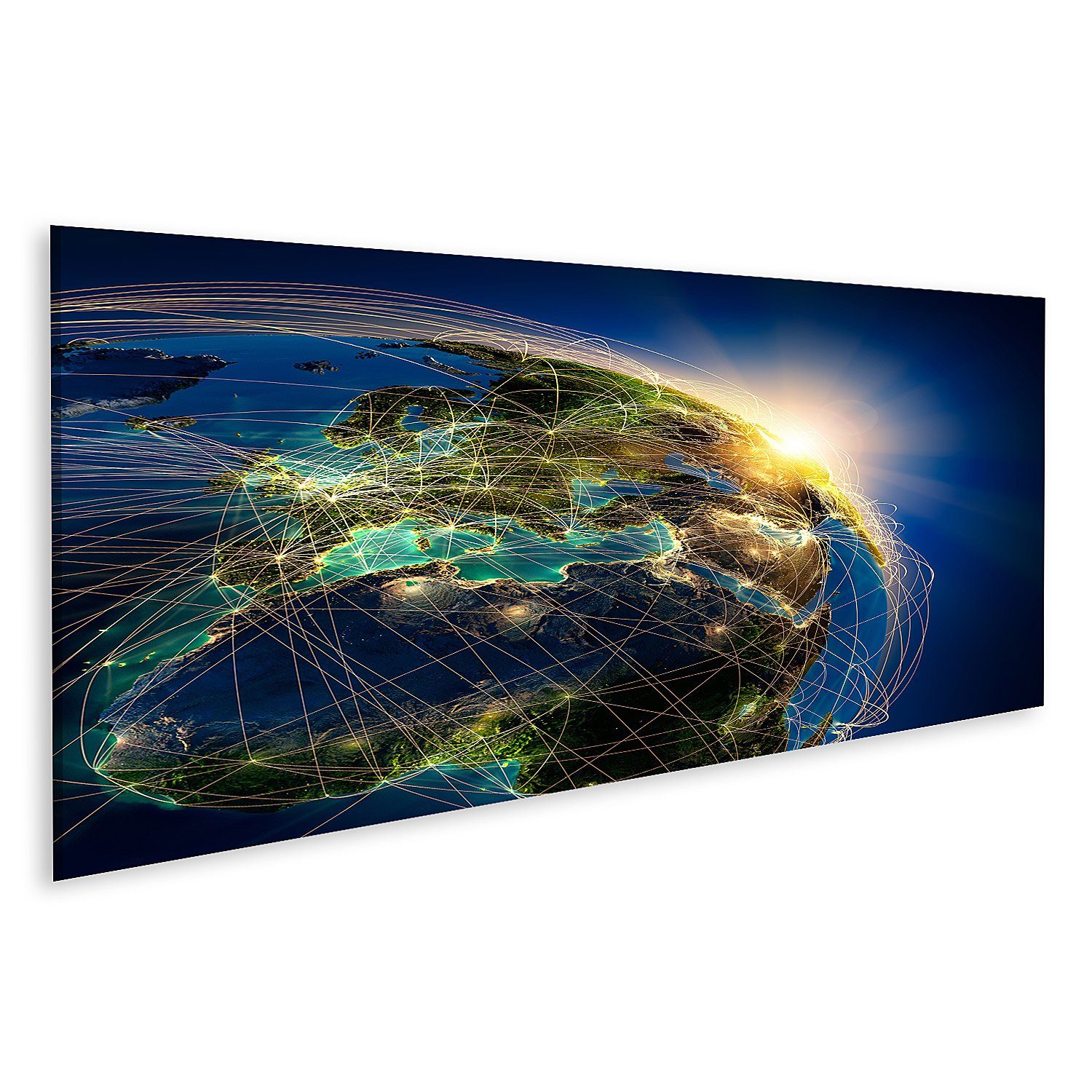 islandburner Leinwandbild Bild auf Leinwand Hochdetaillierter Planet Erde Bei Nacht Beleuchtet V