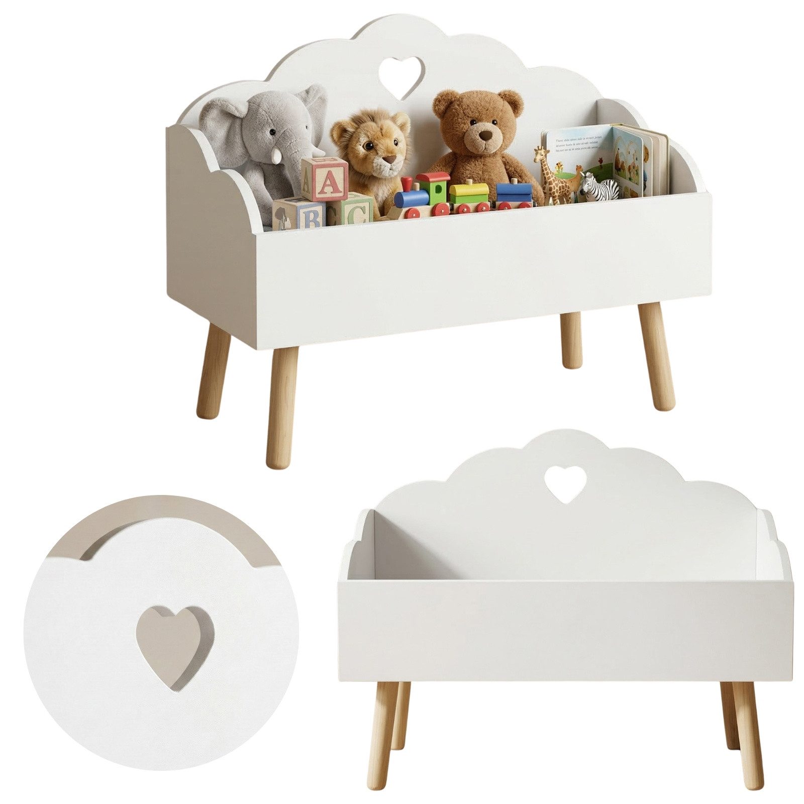 BOXIMO Aufbewahrungsbox Spielzeugkiste mit Wolkenmotiv NUVU, 55 x 45 x 28 cm – Bild 3 von 5