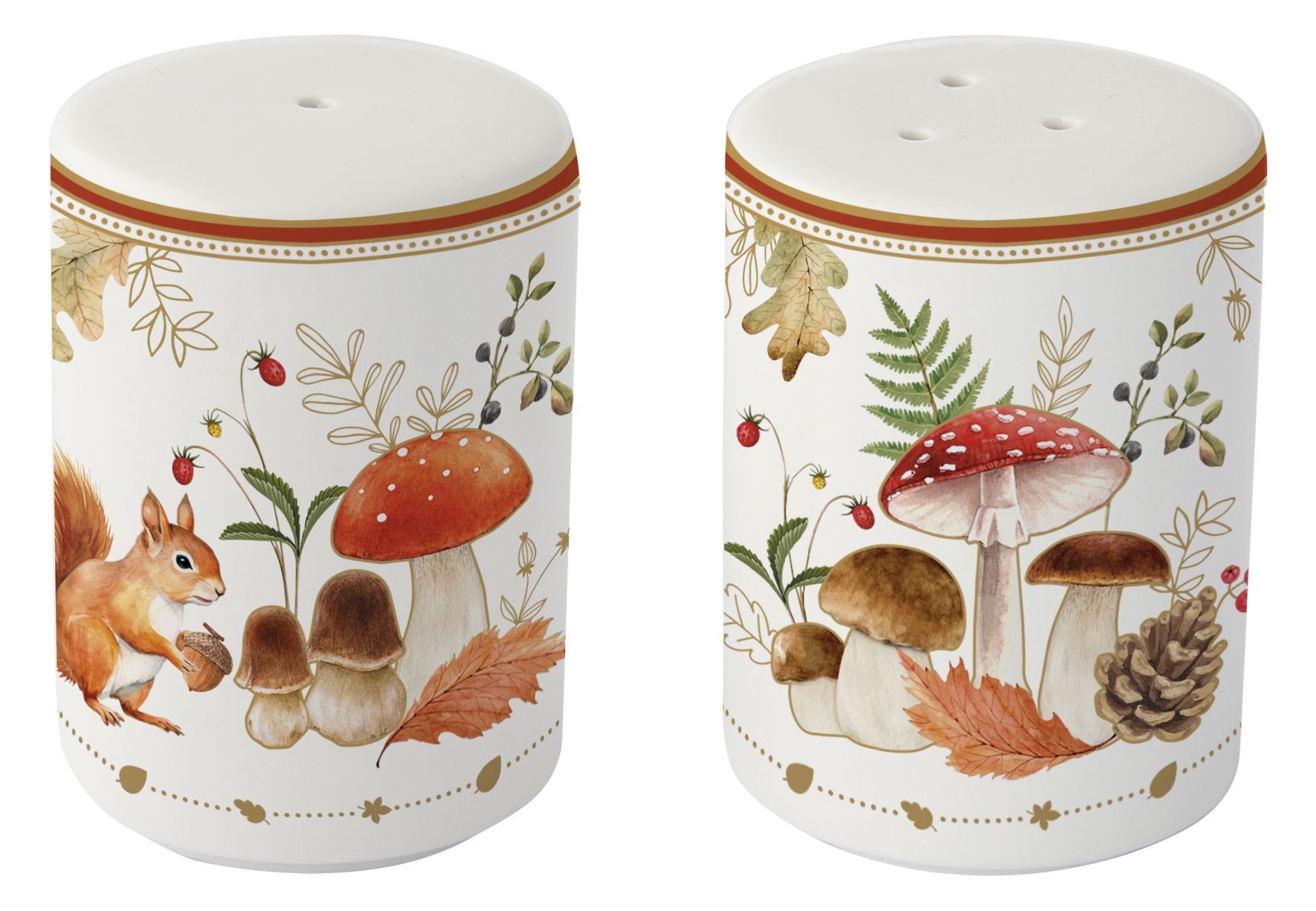 EasyLife Salz- / Перечницы Autumn Breeze, Spülmaschinengeeignet, Weiß, Motiv: Herbst, Blätter, Eichhörnchen