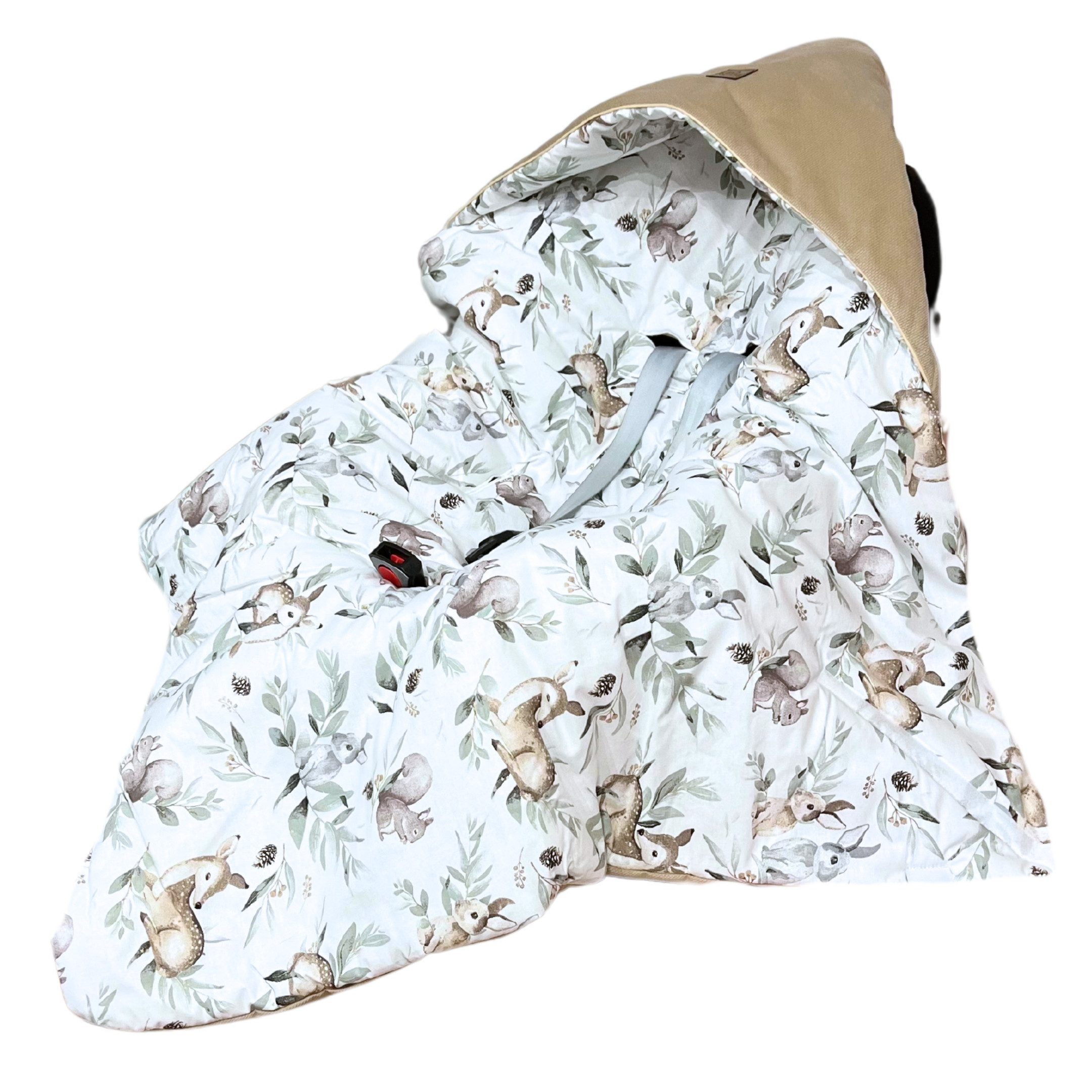 Fußsack Einschlagdecke Velvet Reh beige 1061 - Babydecke Autositz Babyschale