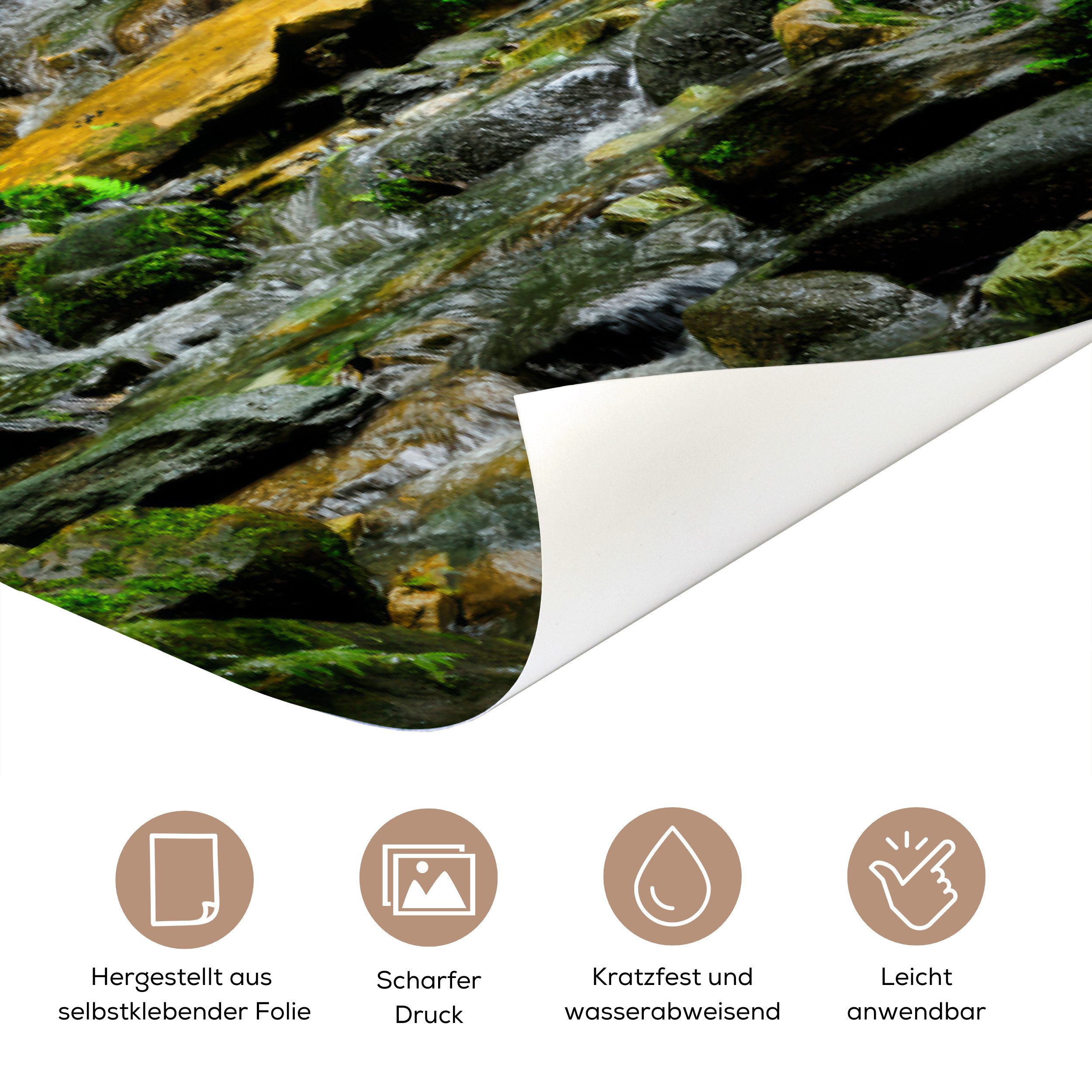 MuchoWow Türtapete Dschungel - Grün - Wasserfall - Natur, Matt, bedruckt, (1 St), Selbstklebende Tapete, Folie für Möbel, 70x215 cm – Bild 3 von 5