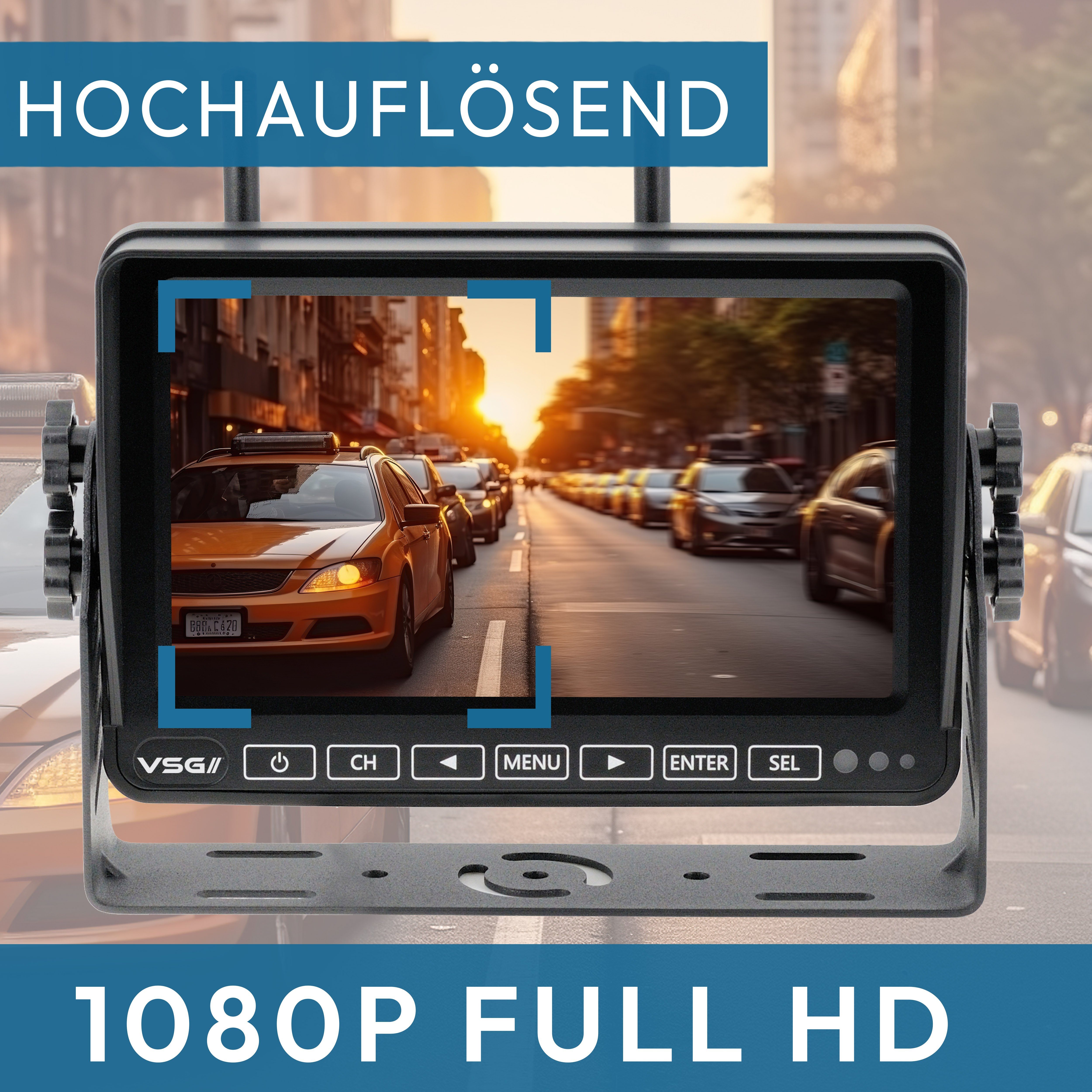 Rückfahrkamera HD mit Blickwinkel, IP69K Wohnmobil, 155° Rückfahrkamera LKW) FULL (Nachtsicht, VSG24 EXPERT Auflösung Robuste Schwerlast HD-1080P, 12V,