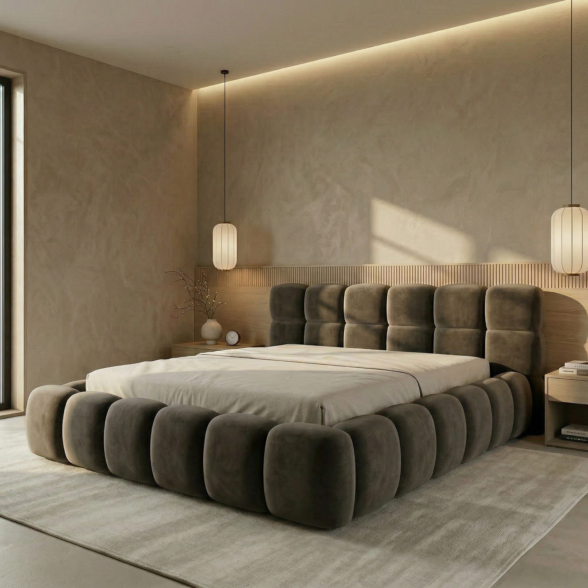 yourhouse24 Polsterbett BOSTON Slim aus Samt, Designer-Bett im Low-Seating Look, Platzsparendes Slim-Format mit großem Bettkasten & 95cm Kopfteil – Bild 3 von 5