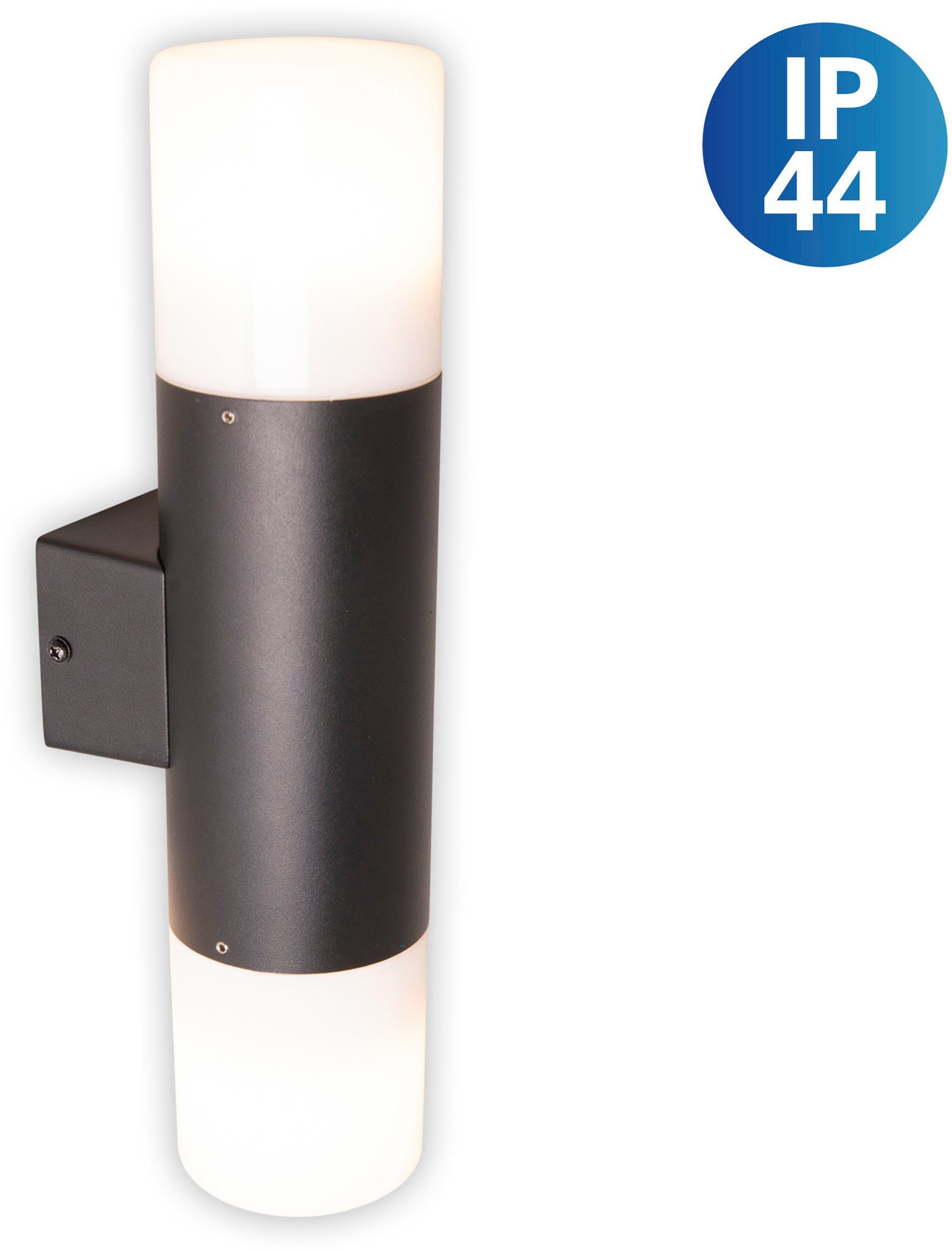 Torcia, x Aluminium exkl. ohne Außen-Wandleuchte näve 2 E27 Leuchtmittel schwarz IP44 Leuchtmittel,