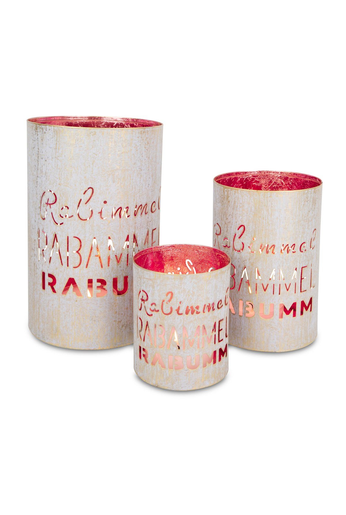 RIFFELMACHER & WEINBERGER Christbaumschmuck Laternen 3er Set 'Rabimmel Rabammel Rabumm', Meta