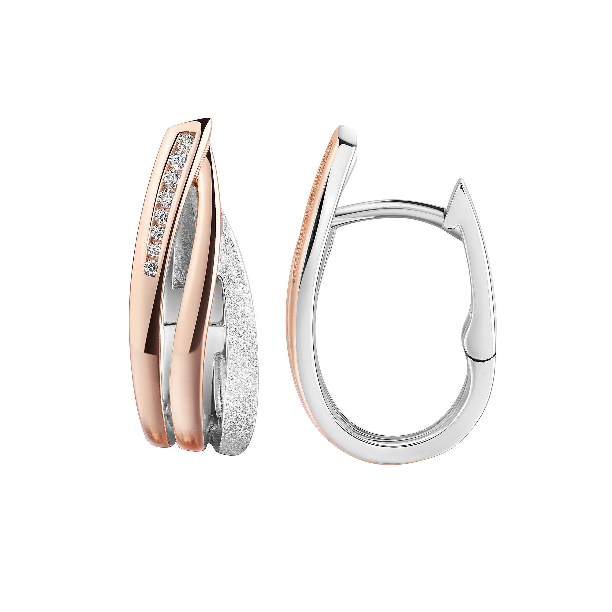 Zeeme Paar Creolen 925/- Sterling Silber rhodiniert/rosé