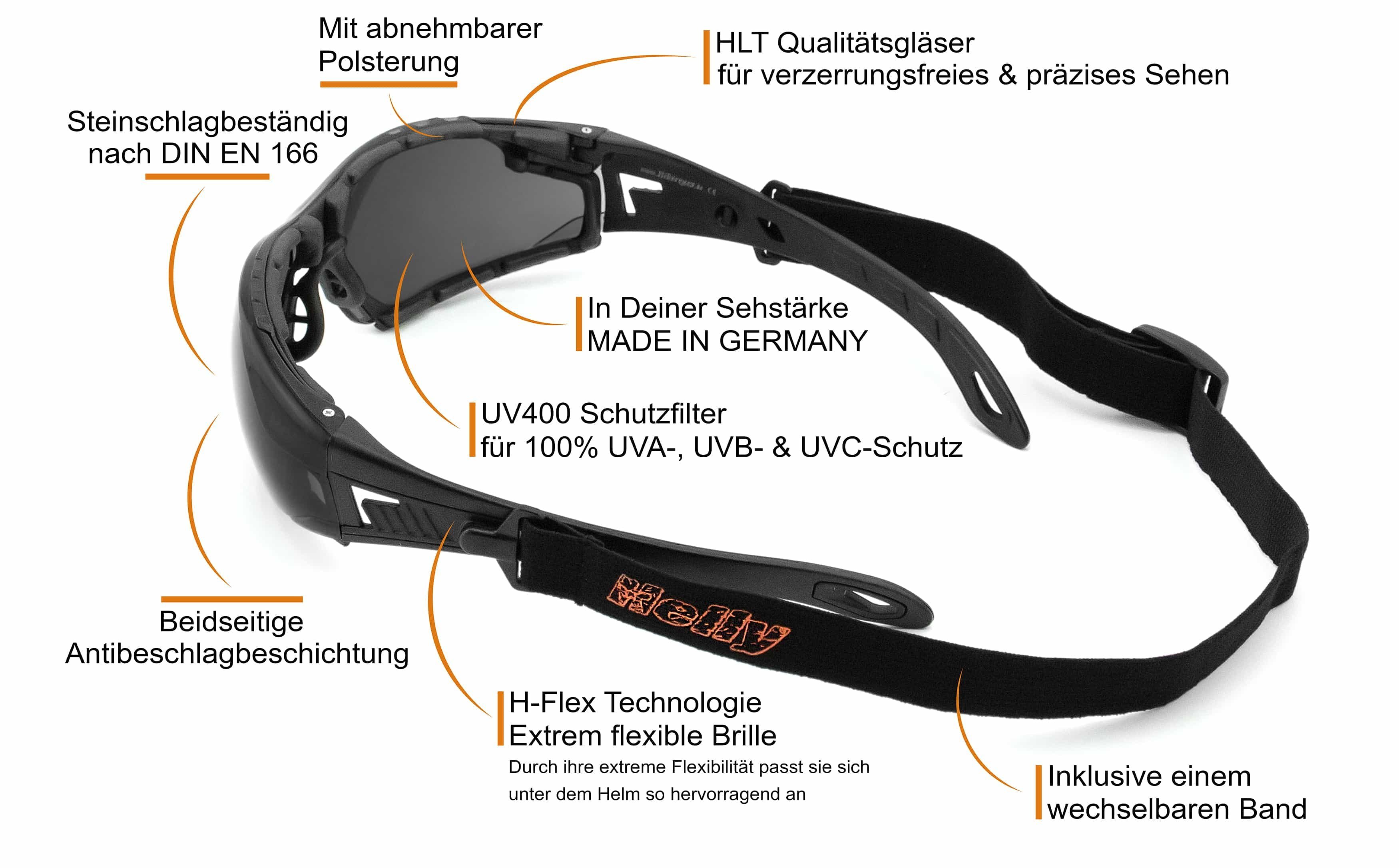 Helly - No.1 Bikereyes Motorradbrille moab 5 - klar, gepolstert, super flexible Brille