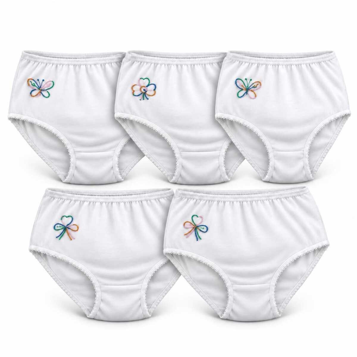 EloModa Taillenslip Damen Taillenslip 5er-Pack aus 100 % Baumwolle, Stickerei oder (5-St) 5er-Pack aus 100 % Baumwolle, wahlweise bestickt oder bedruckt