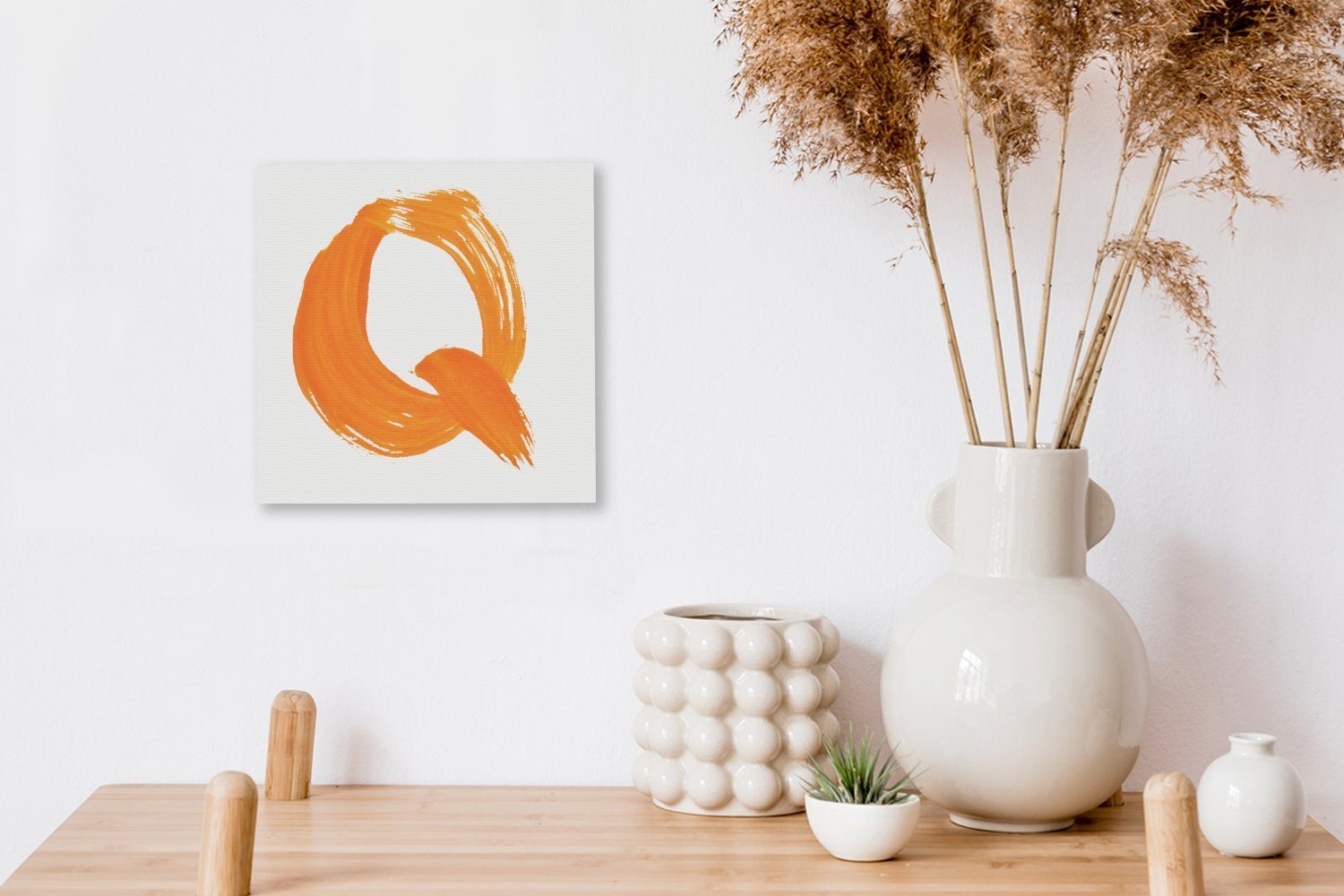 OneMillionCanvasses® Schlafzimmer Leinwandbild Buchstabe Q, Leinwand für Ein St), (1 Wohnzimmer orangefarbener Bilder