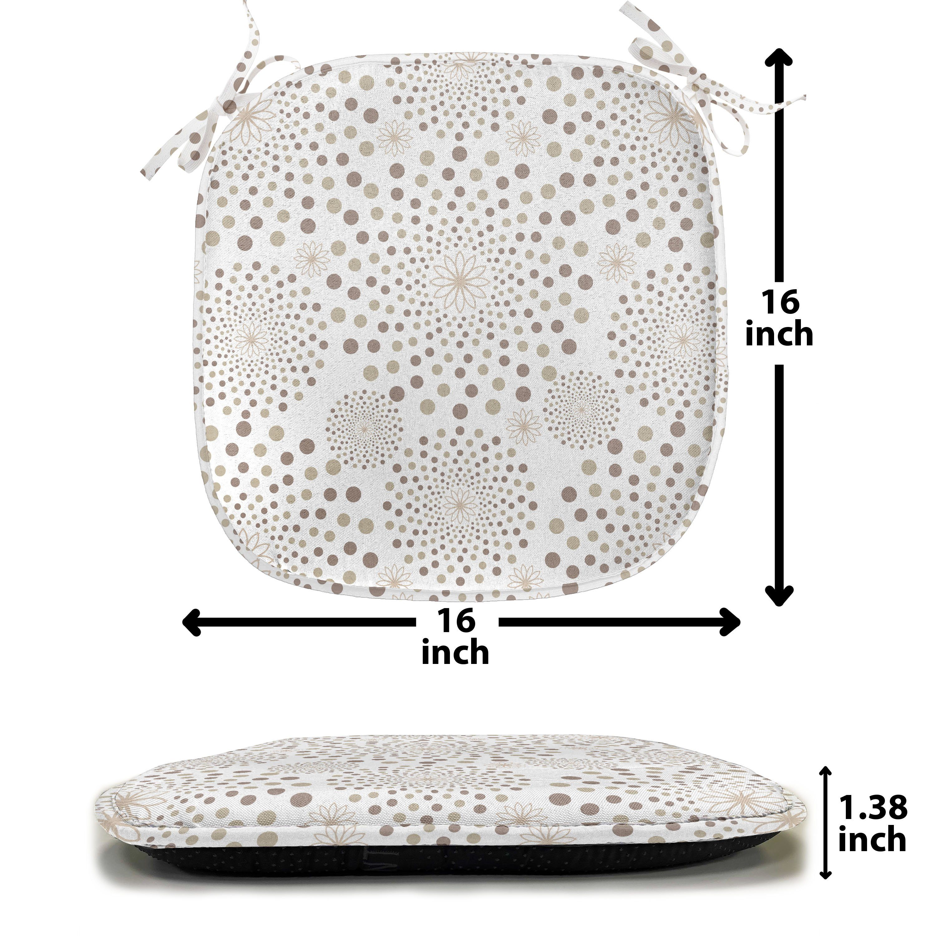 Abakuhaus Stuhlkissen mit Riemen wasserfestes Kissen Dekoratives Küchensitze, Nostalgie-Kreis-Punkte für Blumen