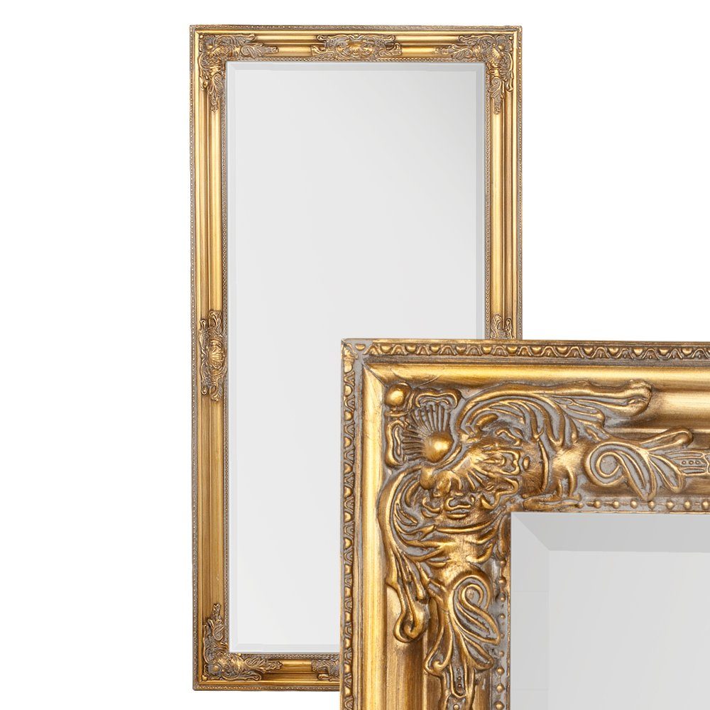 LebensWohnArt Wandspiegel Eleganter Barock Spiegel BESSA 120x60cm gold-antik Holzrahmen
