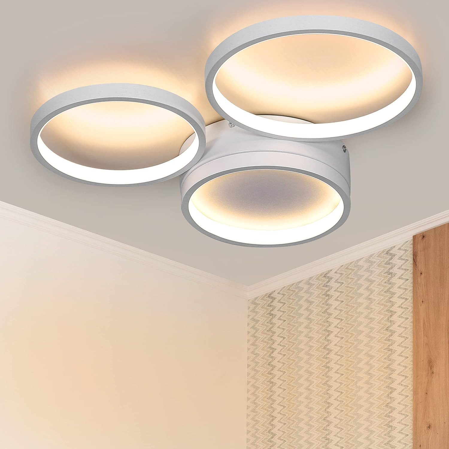 ZMH LED Deckenleuchte 3//4 Flammig Ring Fernbedienung Schlafzimmer, warmwei günstig online kaufen