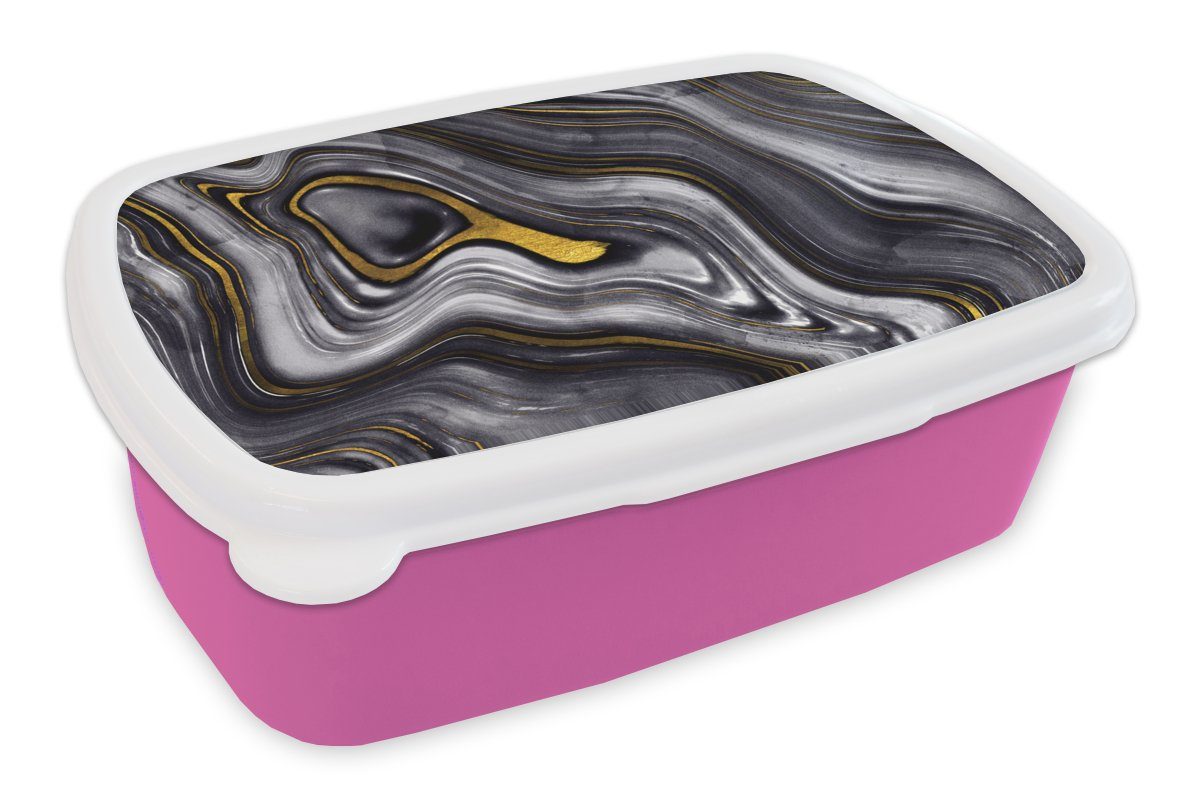 MuchoWow Lunchbox - Kinder, Geode Brotbox Kunststoff, rosa (2-tlg), Snackbox, Marmor, Mädchen, Kunststoff - - Achat Brotdose Steine für Erwachsene