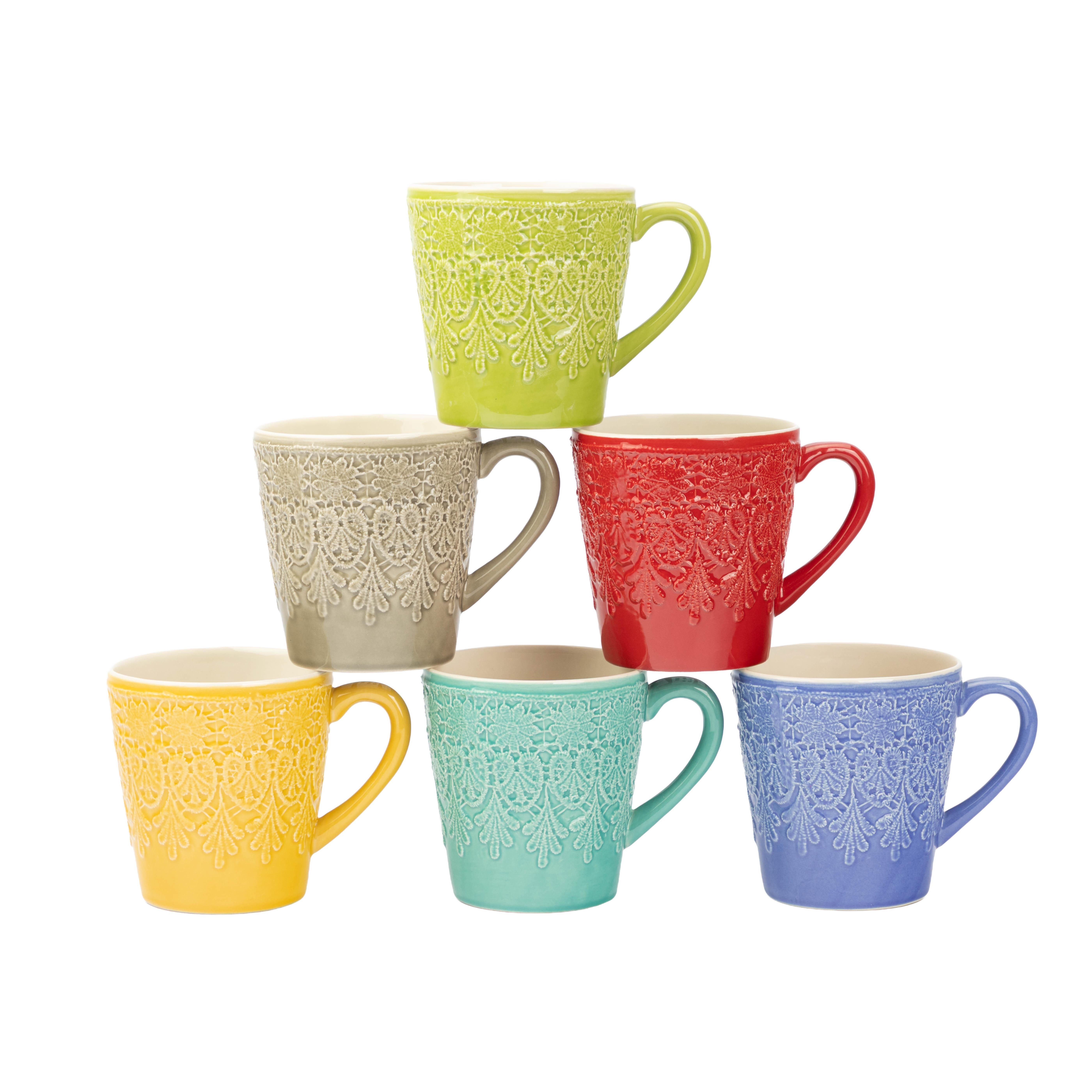 El Puente Becher Großer Kaffeebecher "Bloom" aus Keramik in Rot, Handmade, Keramik, Fair Trade