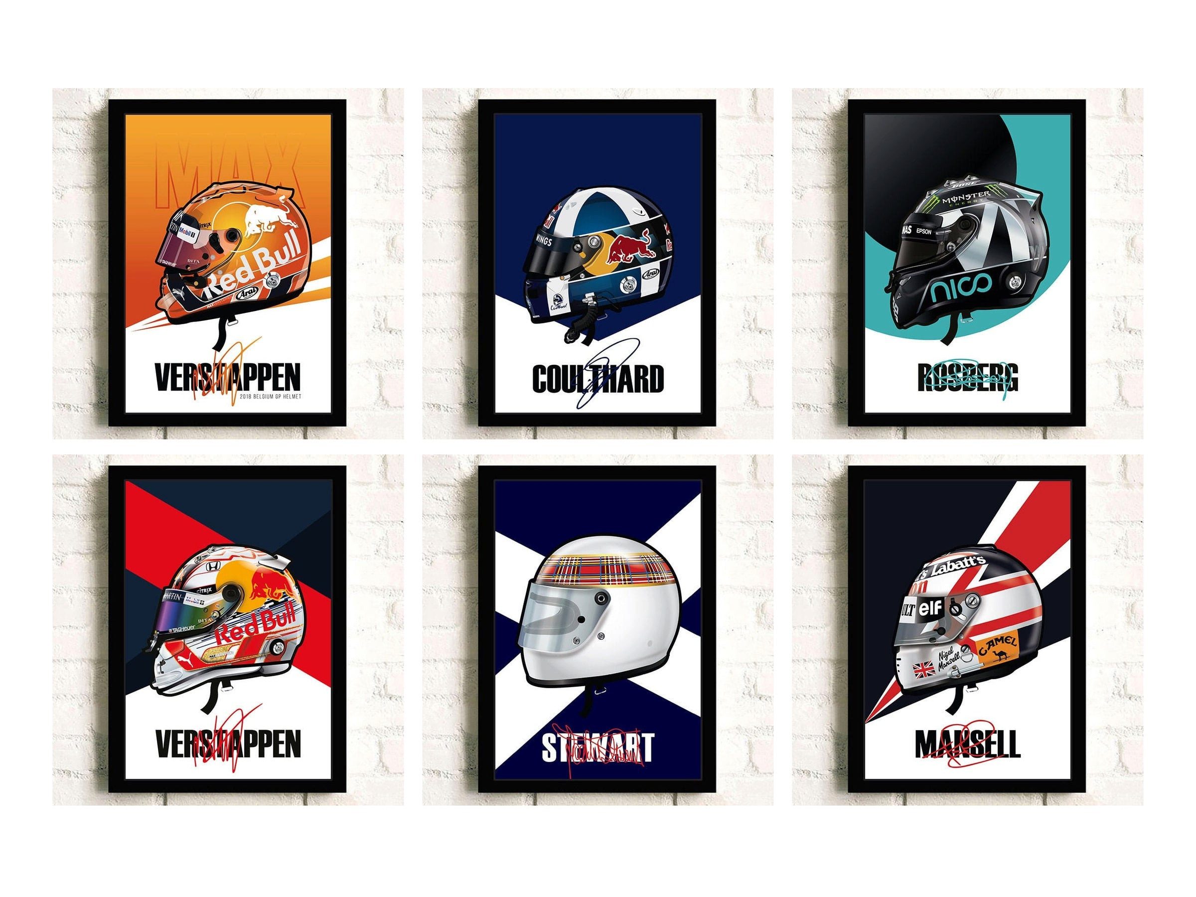 JUSTGOODMOOD Poster Formel 1 Helm Rennfahrer Name Unterschrift Deko Print ohne Rahmen C Ve, C Verstappen (1 St)