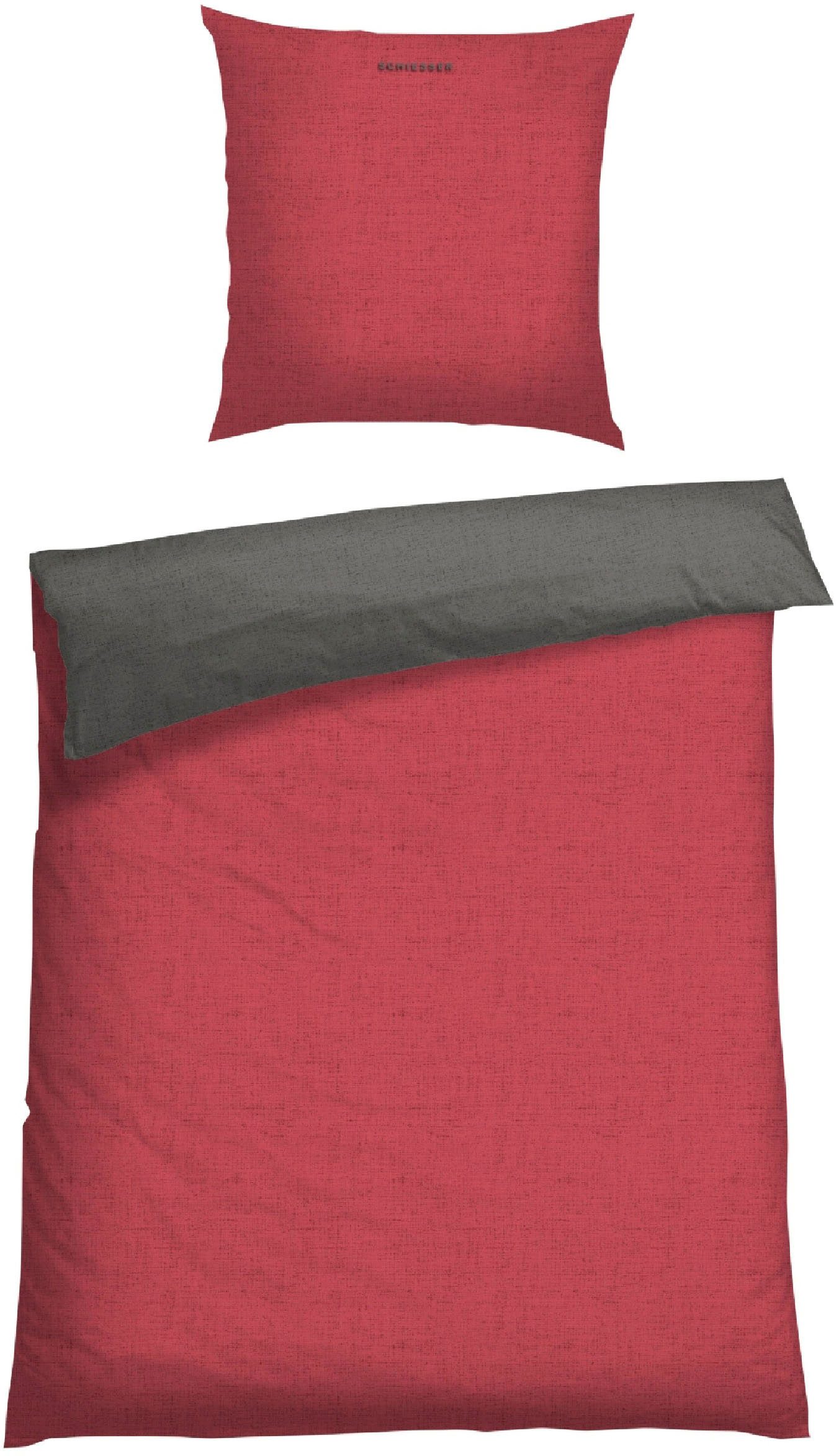 Schiesser Wendebettwäsche Doubleface aus weicher Baumwolle mit edlem Melangeeffekt, Renforcé, 2 teilig, ab Größe 135x200 cm erhältlich, Made in Green