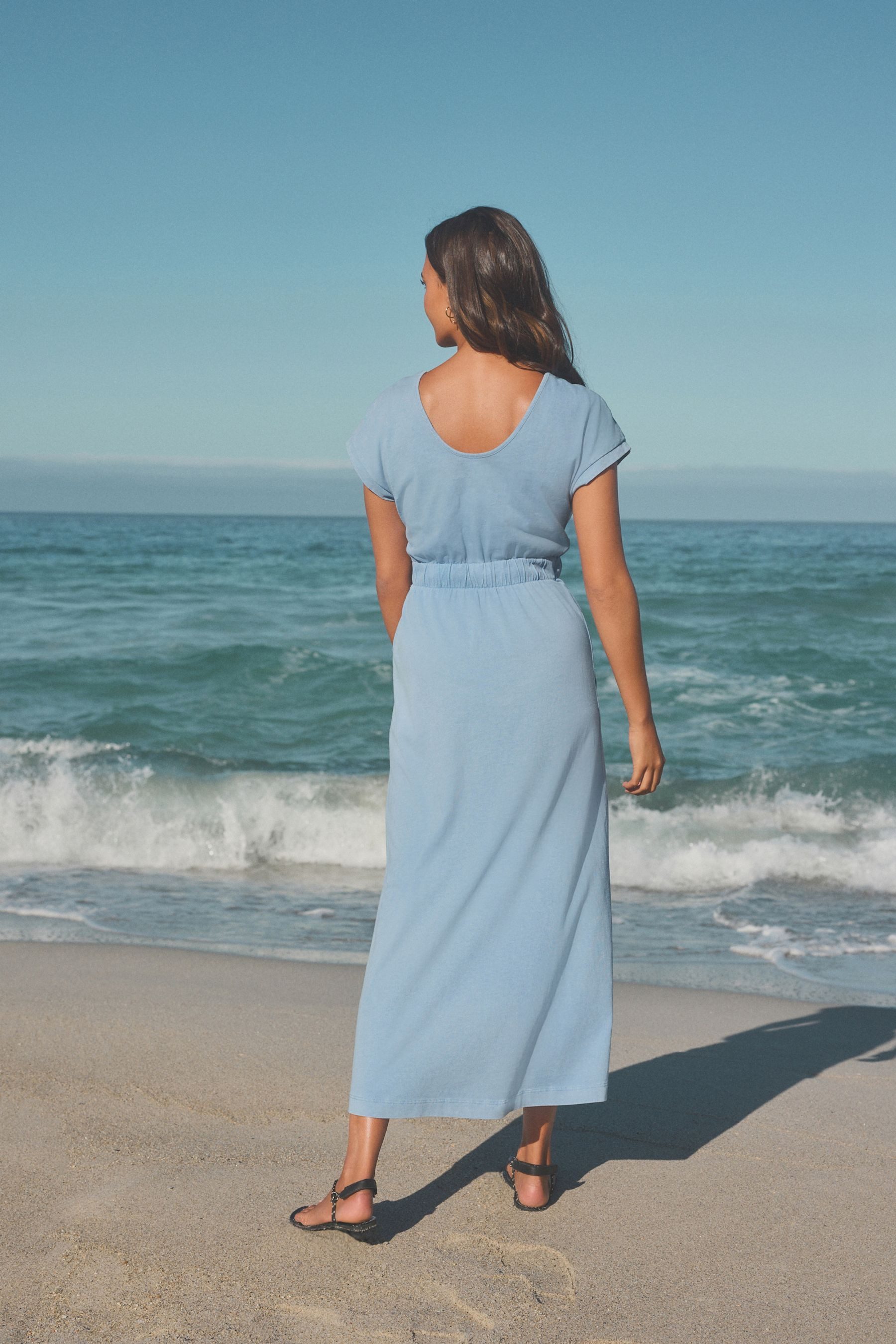 Next Midikleid Sommerliches T-Shirt-Midikleid aus 100 % Baumwolle (1-tlg) günstig online kaufen