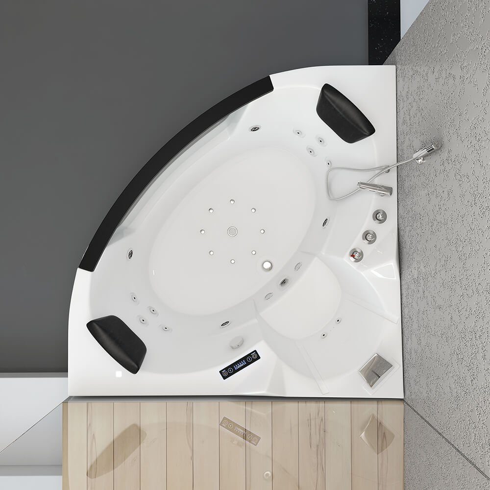 HOME DELUXE Whirlpool-Badewanne LAGUNA - L 157 x 157 x 65 cm, mit verstärktem ABS-Sanitäracry, für 2 Personen l Eckwanne