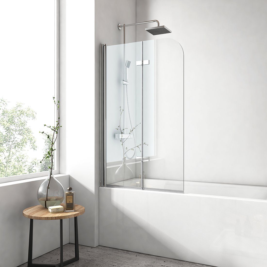 EMKE Badewannenaufsatz EMKE Duschwand für Badewanne,2-teilig Duschwand Faltbar 100–140 cm, Einscheibensicherheitsglas, Alu-Wandprofil Chrom, (Set), Duschwand Faltba,6mm Klarglas Einscheibensicherheitsglas,100x140cm