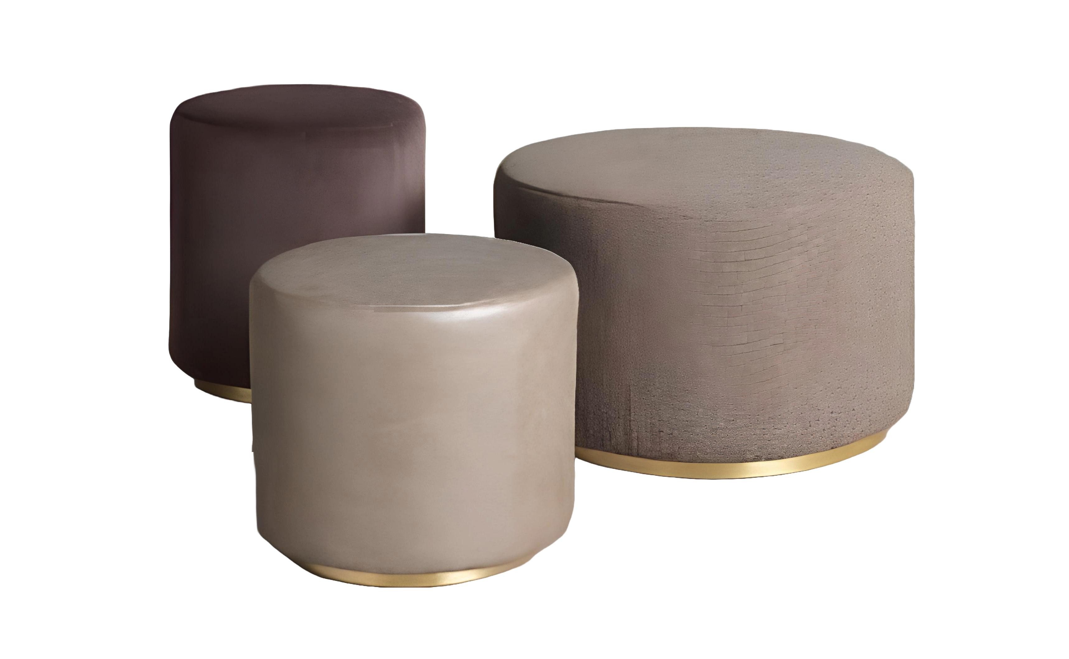 Xlmoebel Hocker Beige Stoffhocker aus hochwertigem Polyester für eleganten Komfort (3 St., Set 3xHocker), Hergestellt in Europa