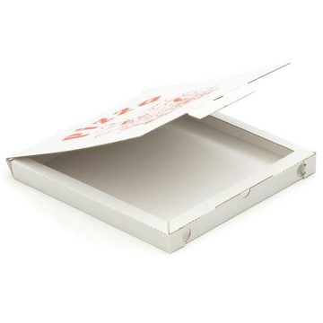 KK Verpackungen Karton, 200 Pizzakartons 300 x 300 x 30 mm Lebensmittelverpackung mit Motiv Weiß