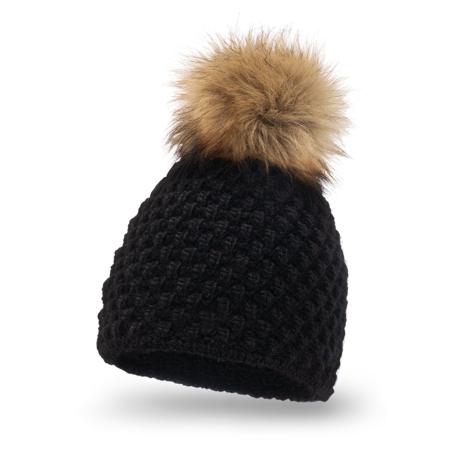 WITORU Bommelmütze Warme Damen Strickmütze / Wintermütze - Mütze - mit Naturwoll-Anteil