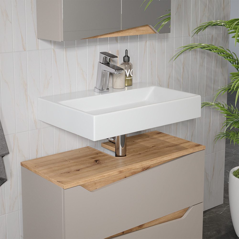 Vicco Waschbeckenunterschrank Marelle, Greige/Artisan-Eiche, 80 x 57.5 cm m günstig online kaufen