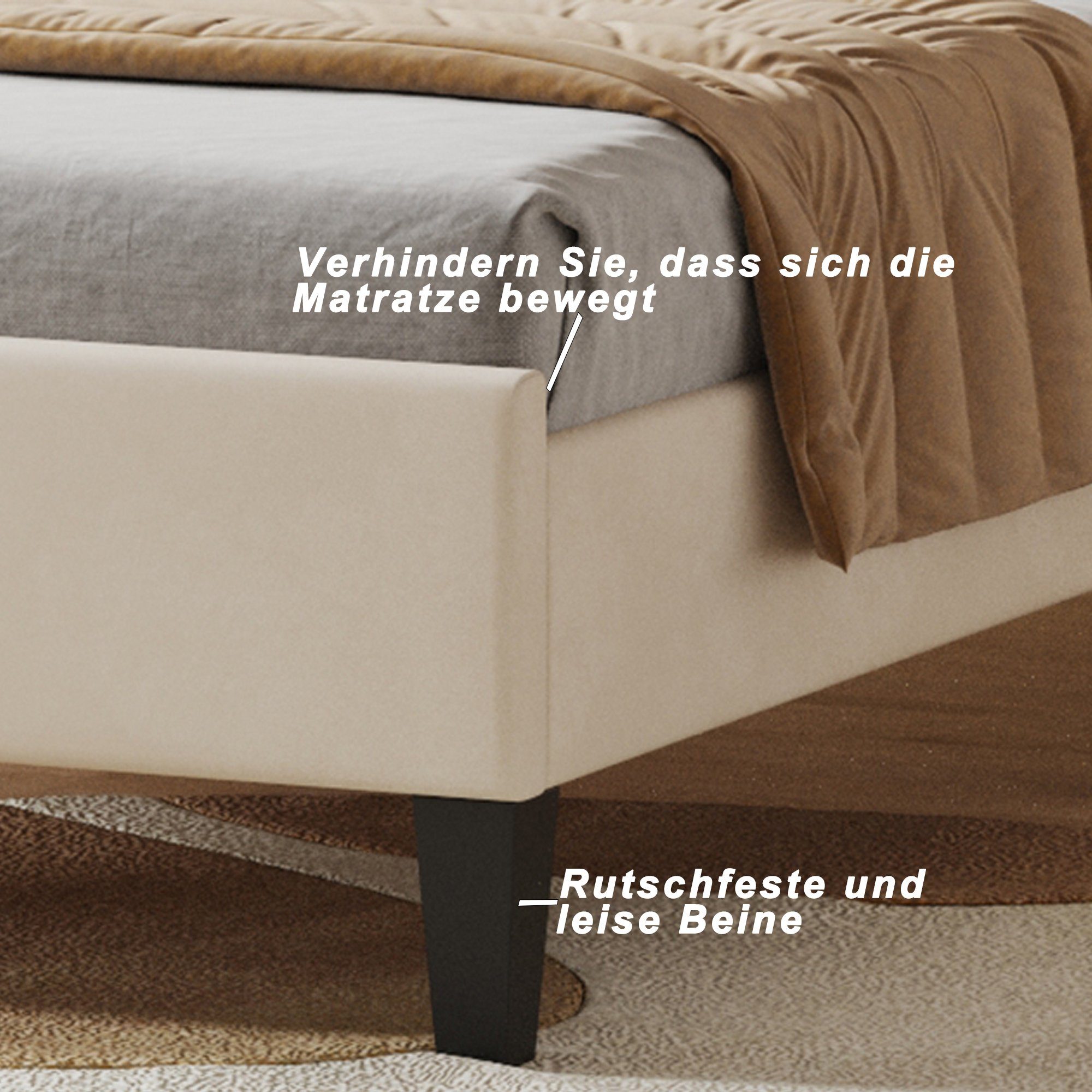 Polsterbett (Einzelbett), Kinderbett mit Blumenform-Kopfteil, Samt, 90x200cm