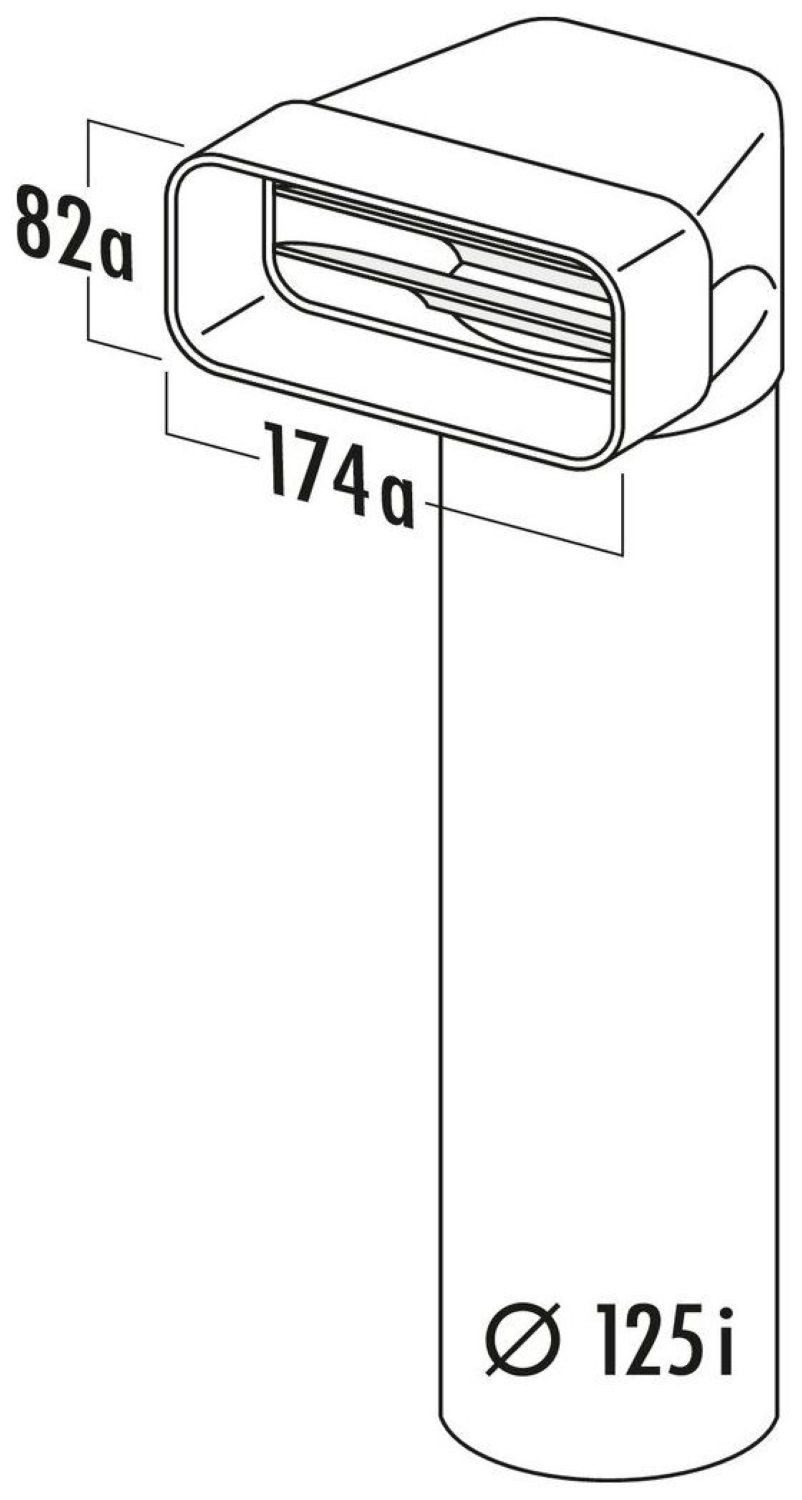 Naber Montagezubehör Dunstabzugshaube COMPAIR flow 125 MF-UR 125 Umlenkstück 90° mit Rundrohr 900mm 4033009
