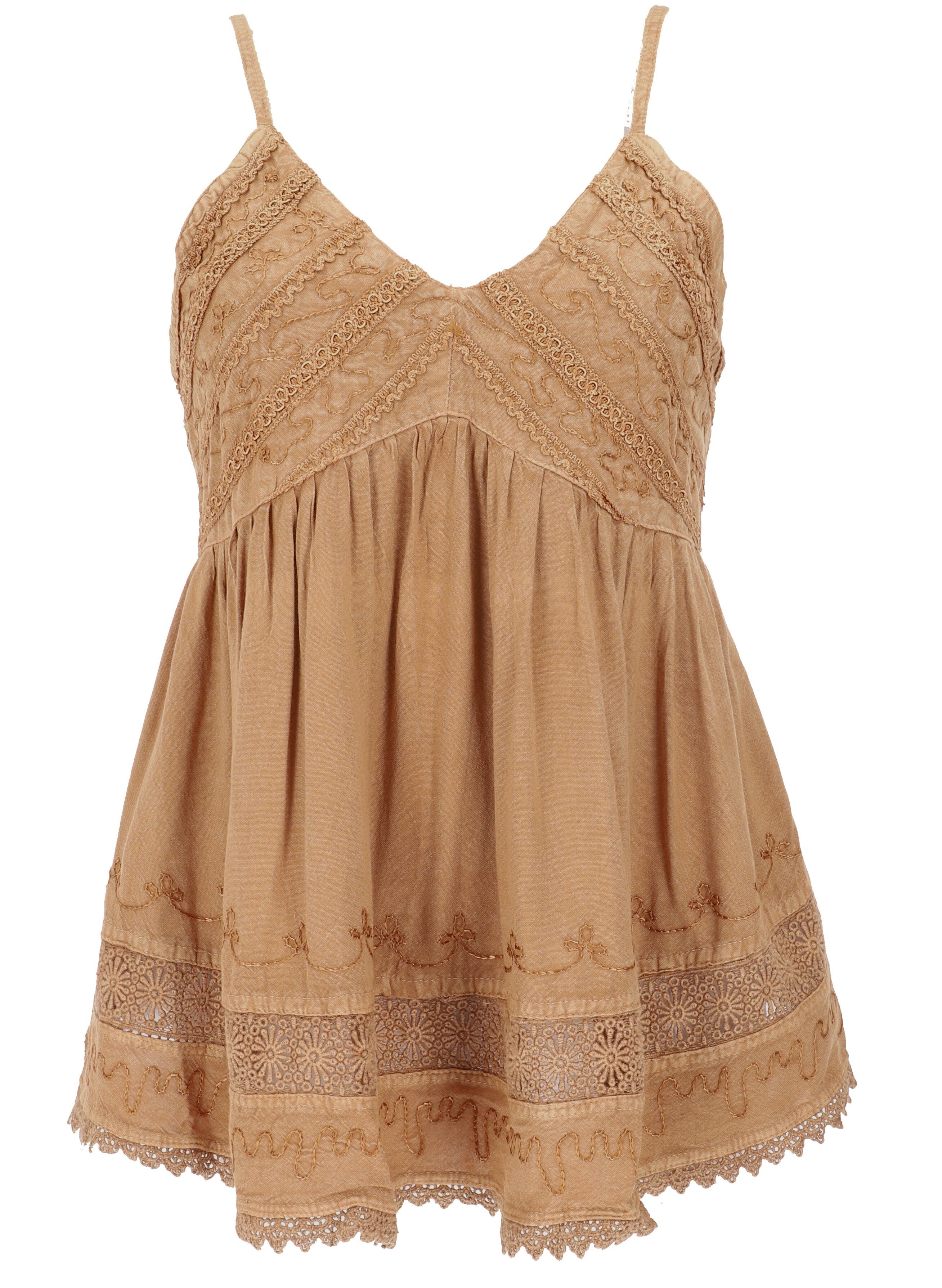 Guru-Shop T-Shirt Besticktes Top Boho chic, lockeres Sommertop -.. Festival, Ethno Style, alternative Bekleidung