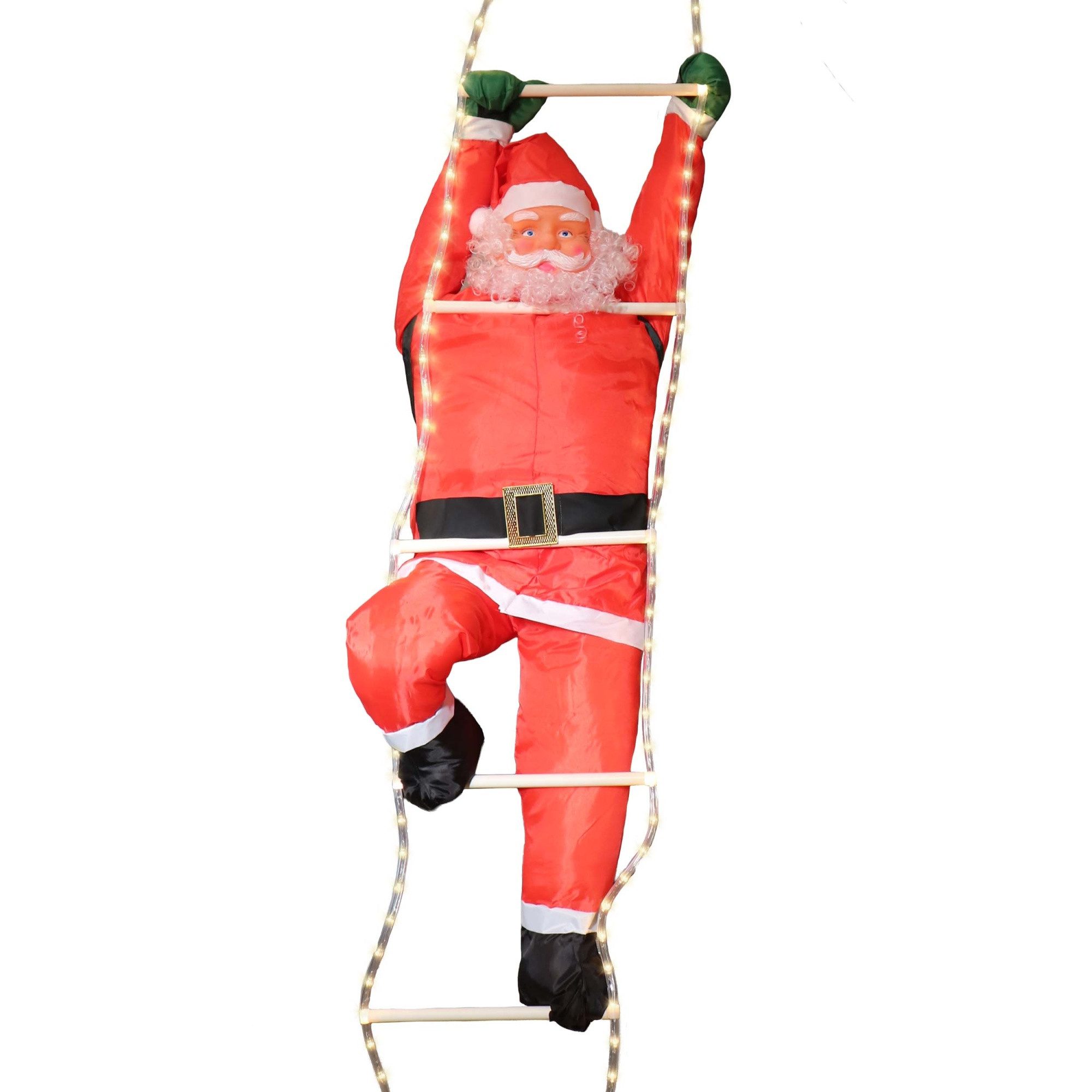 Gartenpirat Lichterkette Weihnachtsmann 120/200 cm auf Leiter mit LED beleuchtet für außen