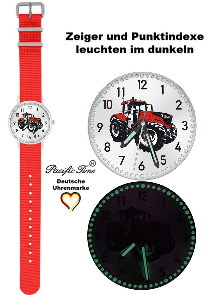 Pacific Time Quarzuhr Kinder Armbanduhr Traktor rot Wechselarmband, Mix und Match Design - Gratis Versand – Bild 2 von 5
