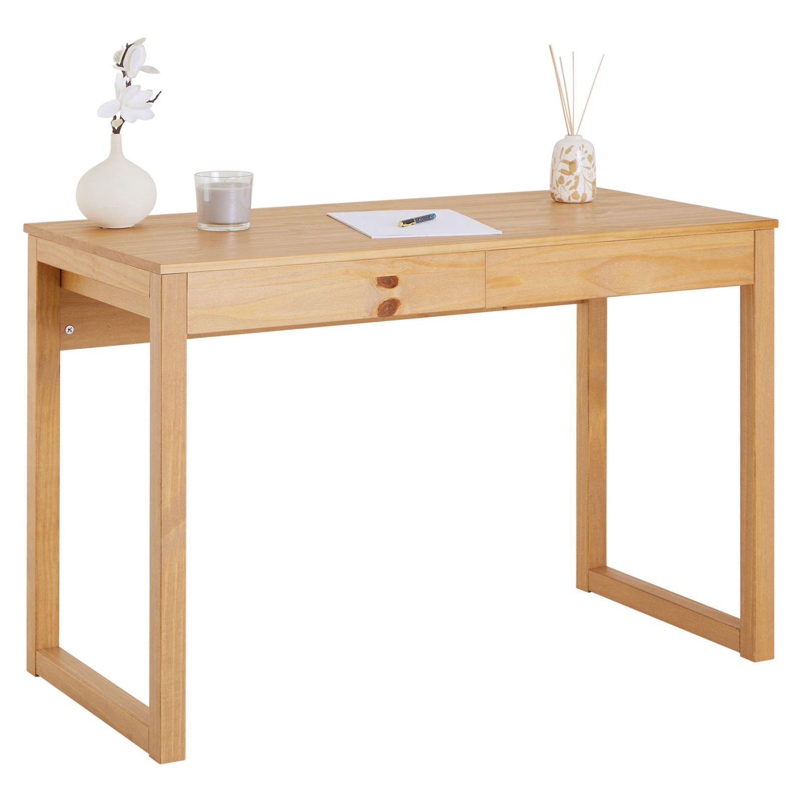 IDIMEX Schreibtisch NOAH, Schreibtischin in natur aus Kiefer Tisch mit 2 Schubladen aus Massivho braun