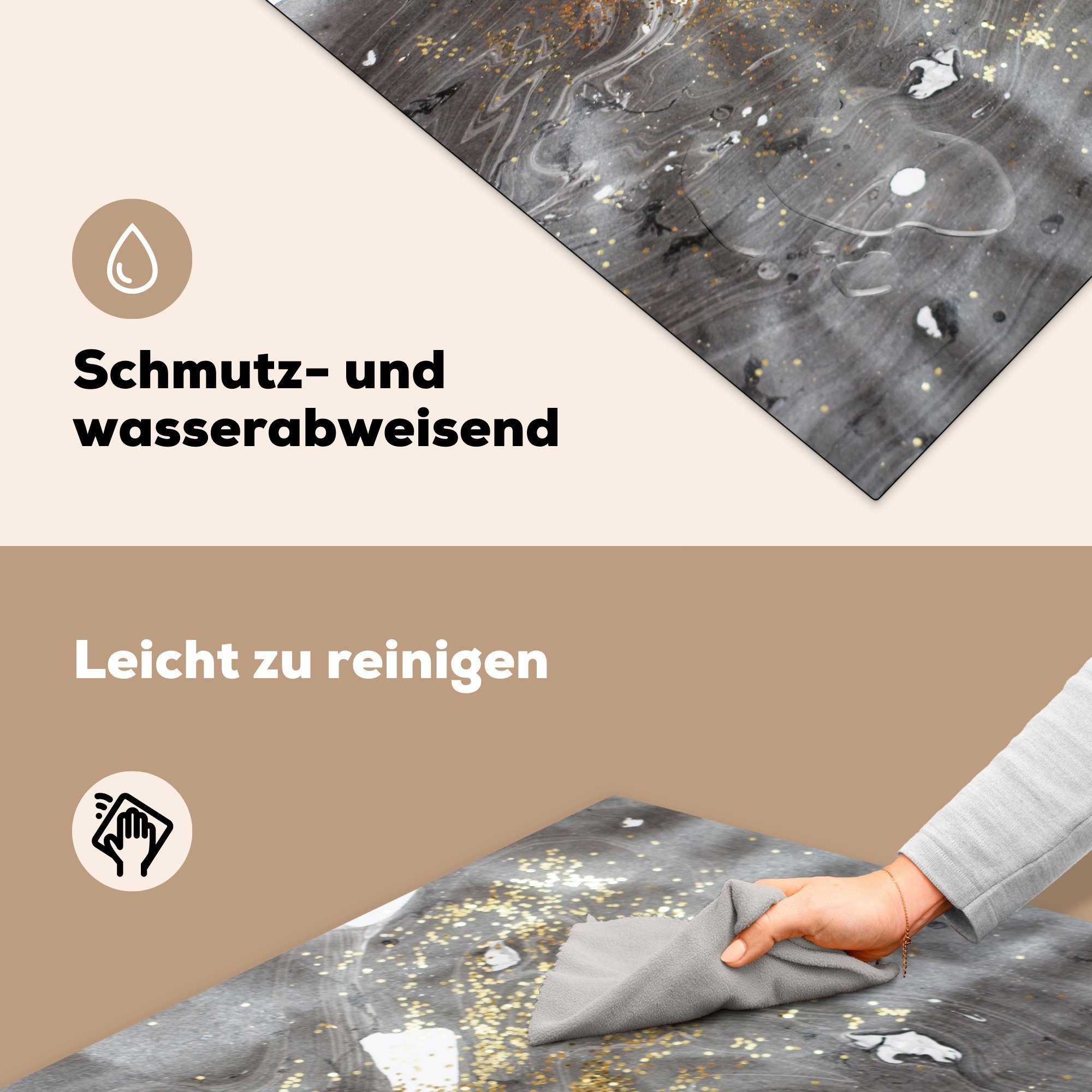 Luxus cm, MuchoWow - Weiß, Herdblende-/Abdeckplatte für Gold Marmor küche 78x78 Vinyl, tlg), Ceranfeldabdeckung, - (1 - Arbeitsplatte