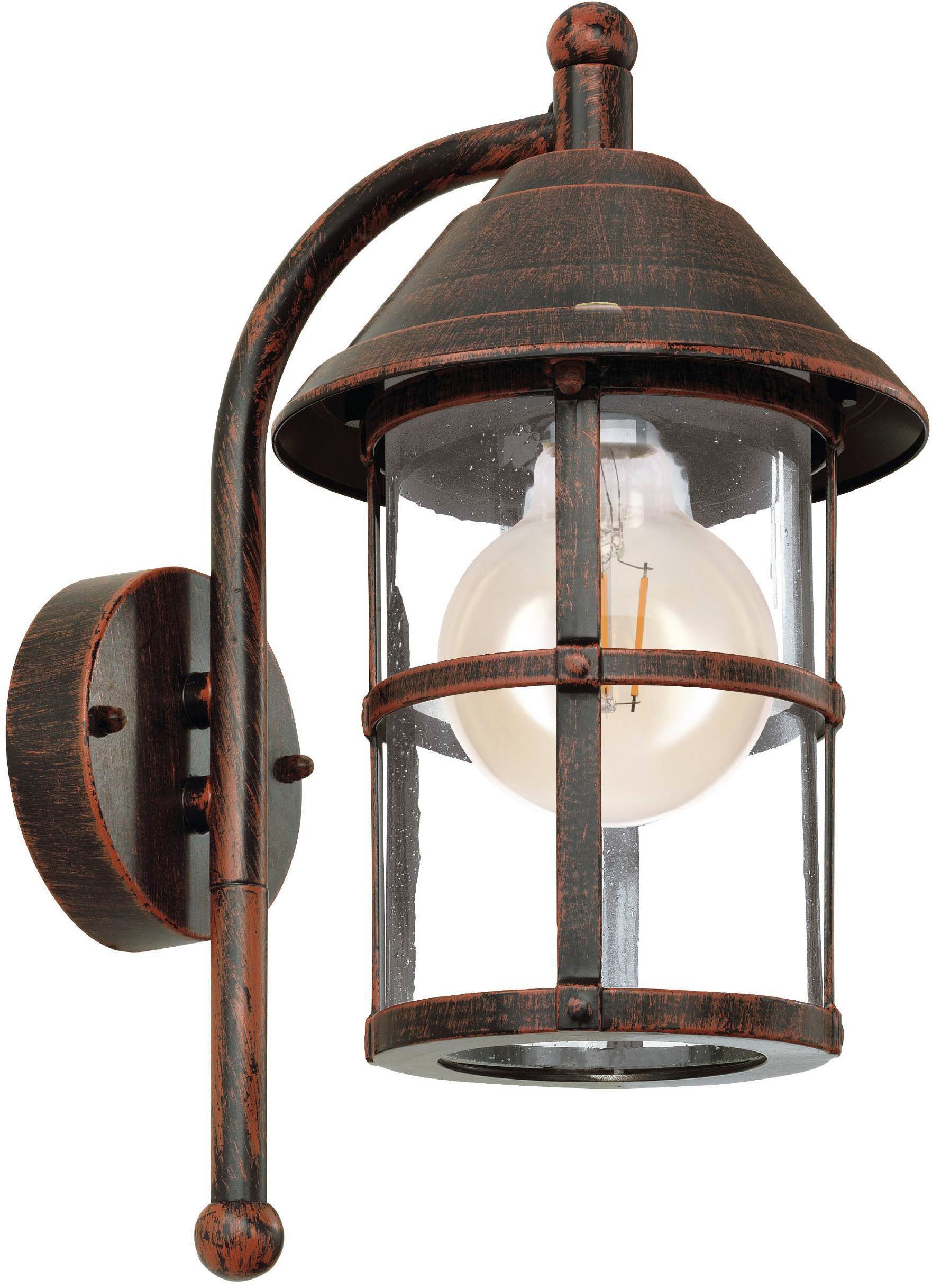 EGLO Wandleuchte San Telmo Wandlampe, Außenbeleuchtung, Vintage, E27, IP23, Lampe, ohne Leuchtmittel, Wand-/Deckenleuchte - L18 x H35 x AL24 cm - antik-braun - 1X60W exkl.