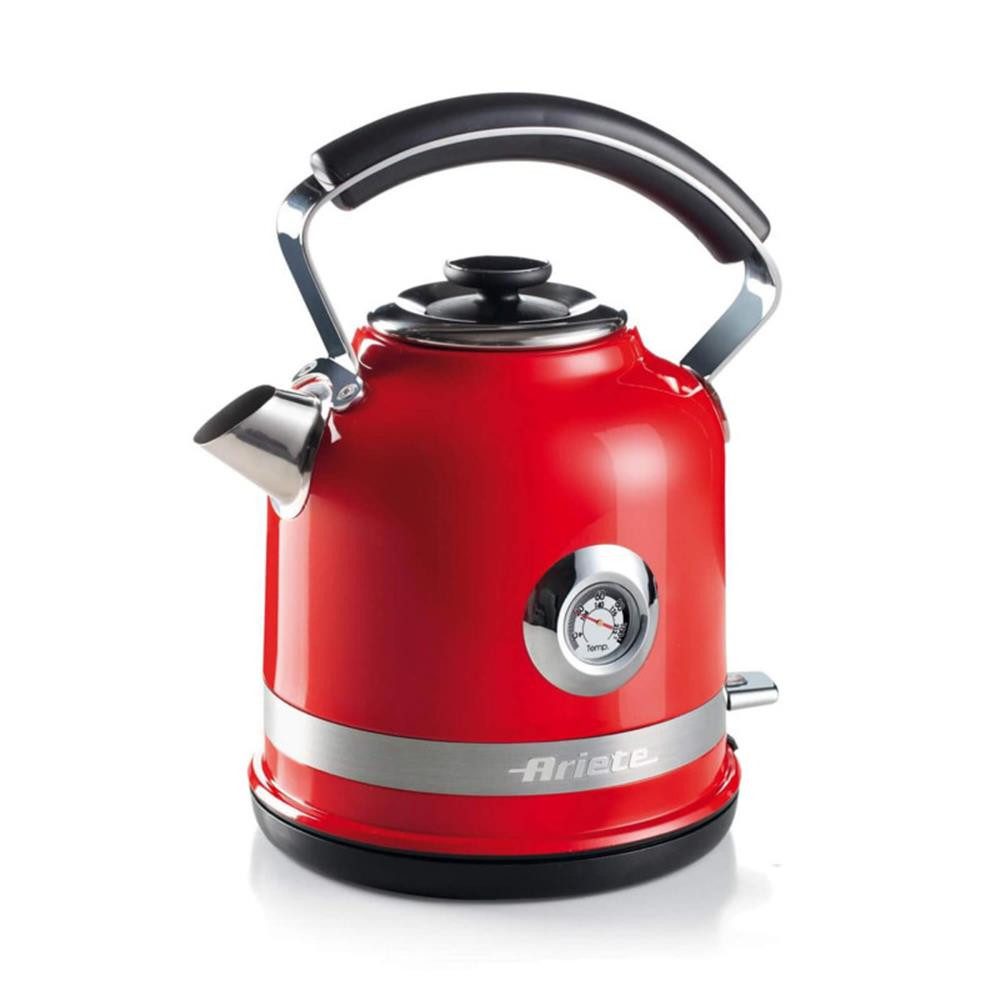 Ariete Wasserkocher 2855 Moderna Wasserkocher 1,7 l Edelstahl-Wasserkocher mit Thermometer, 2000 W, Teekocher mit Thermometer, Temperaturkontrolle, Edelstahlkessel