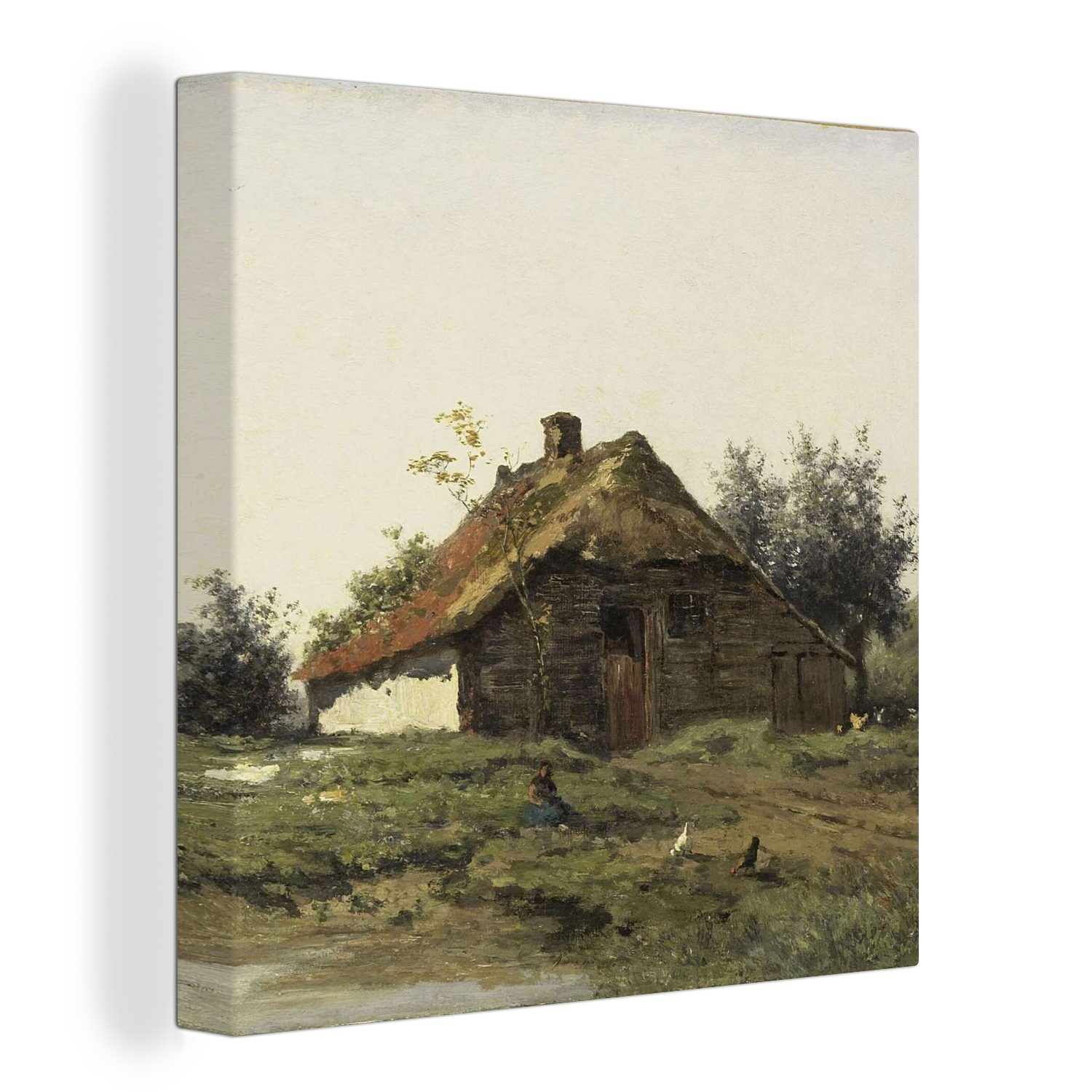 OneMillionCanvasses® Leinwandbild Bauernhaus auf freiem Feld - Gemälde von Paul Joseph Constantin, (1 St), Leinwand Bilder für Wohnzimmer Schlafzimmer
