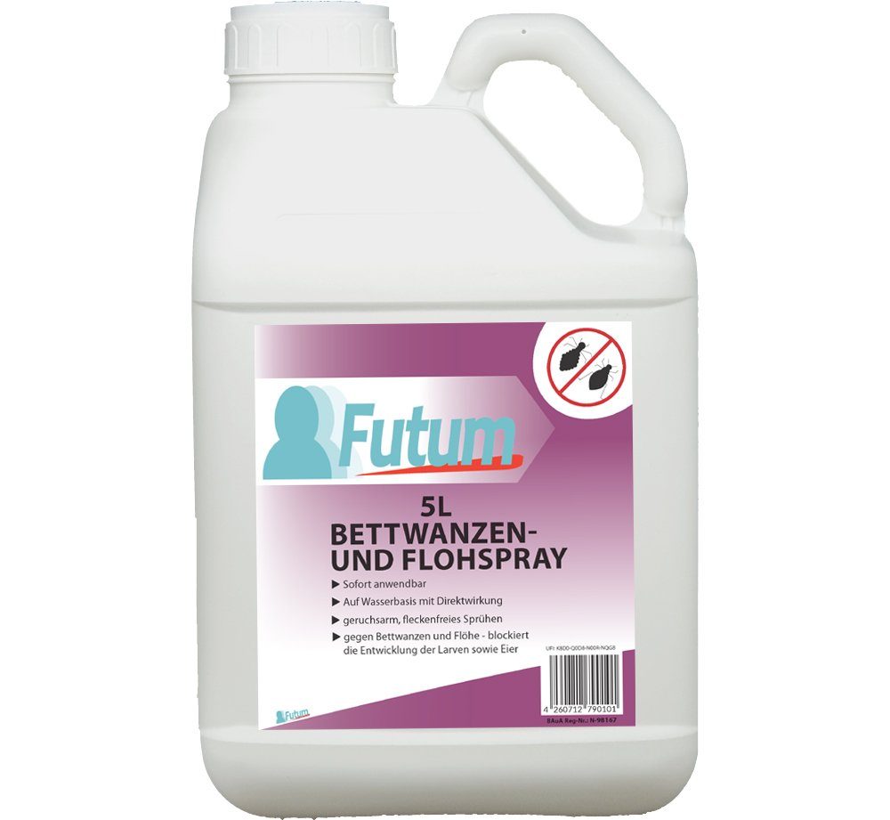 Anti-Bettwanzen-Spray nicht, l, auf brennt Langzeitwirkung FUTUM Insektenspray Floh-Mittel Ungeziefer-Spray, Wasserbasis, ätzt 30 mit / geruchsarm,
