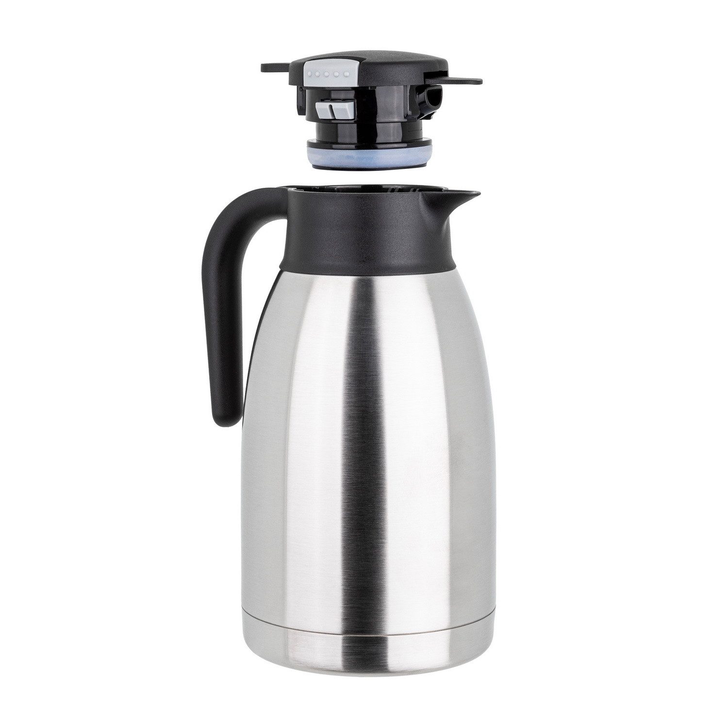 Haushalt International Isolierkanne 1,5 L Edelstahl Thermokanne Thermoskanne Isolierflasche, doppelwandige Isolierung, Einhandbedienung