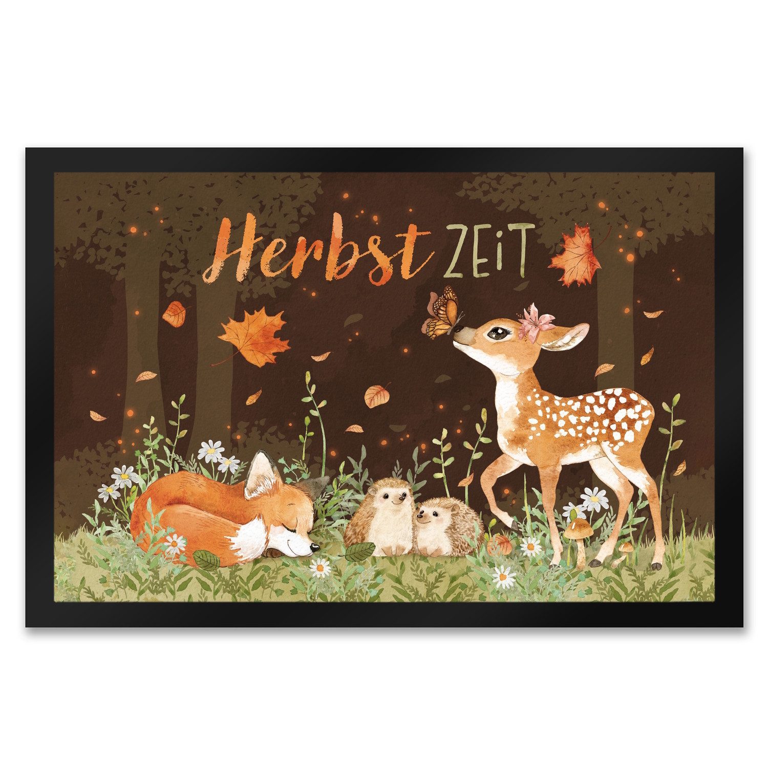 speecheese Fußmatte Tier des Waldes Fußmatte XXL in 50x75 cm mit Spruch Herbstzeit
