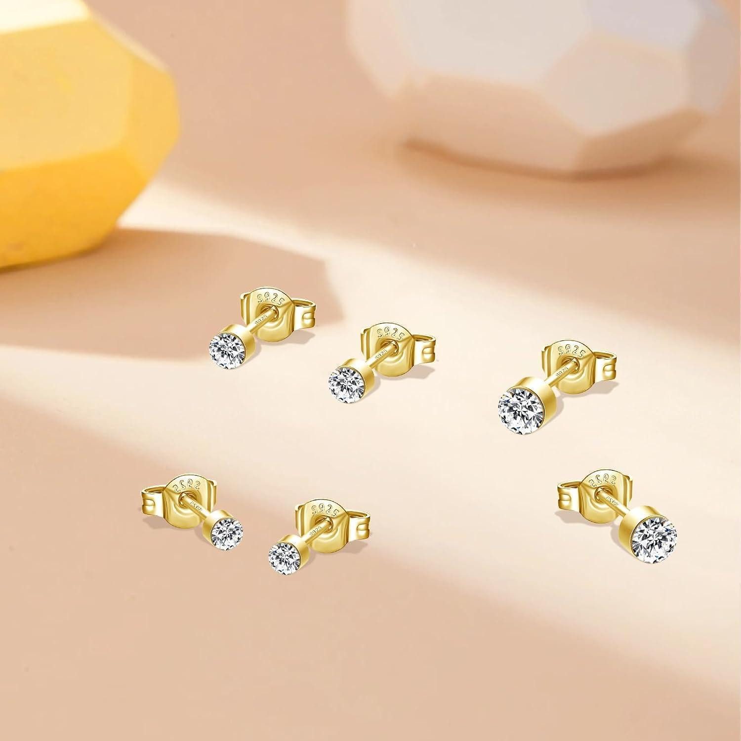 LuxusKollektion Schmuckset Silber Ohrstecker Set 925 Sterling Zirkonia Damen Studs hypoallergen