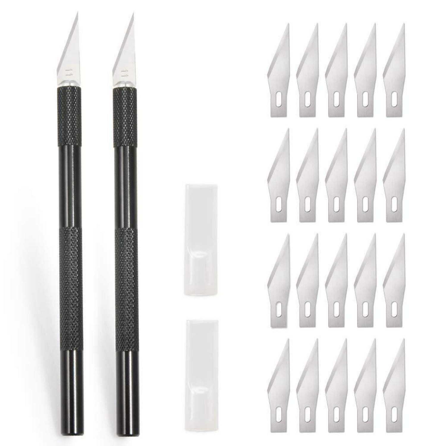 LuxusKollektion Cuttermesser Bastelmesser Set mit 20 Klingen, Schwarz