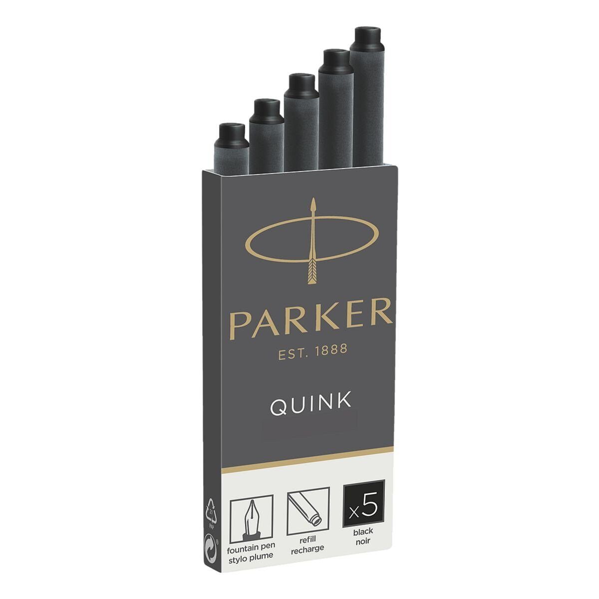 Parker Quink Tintenpatrone (5-tlg., auswaschbar) schwarz | Tintenpatronen